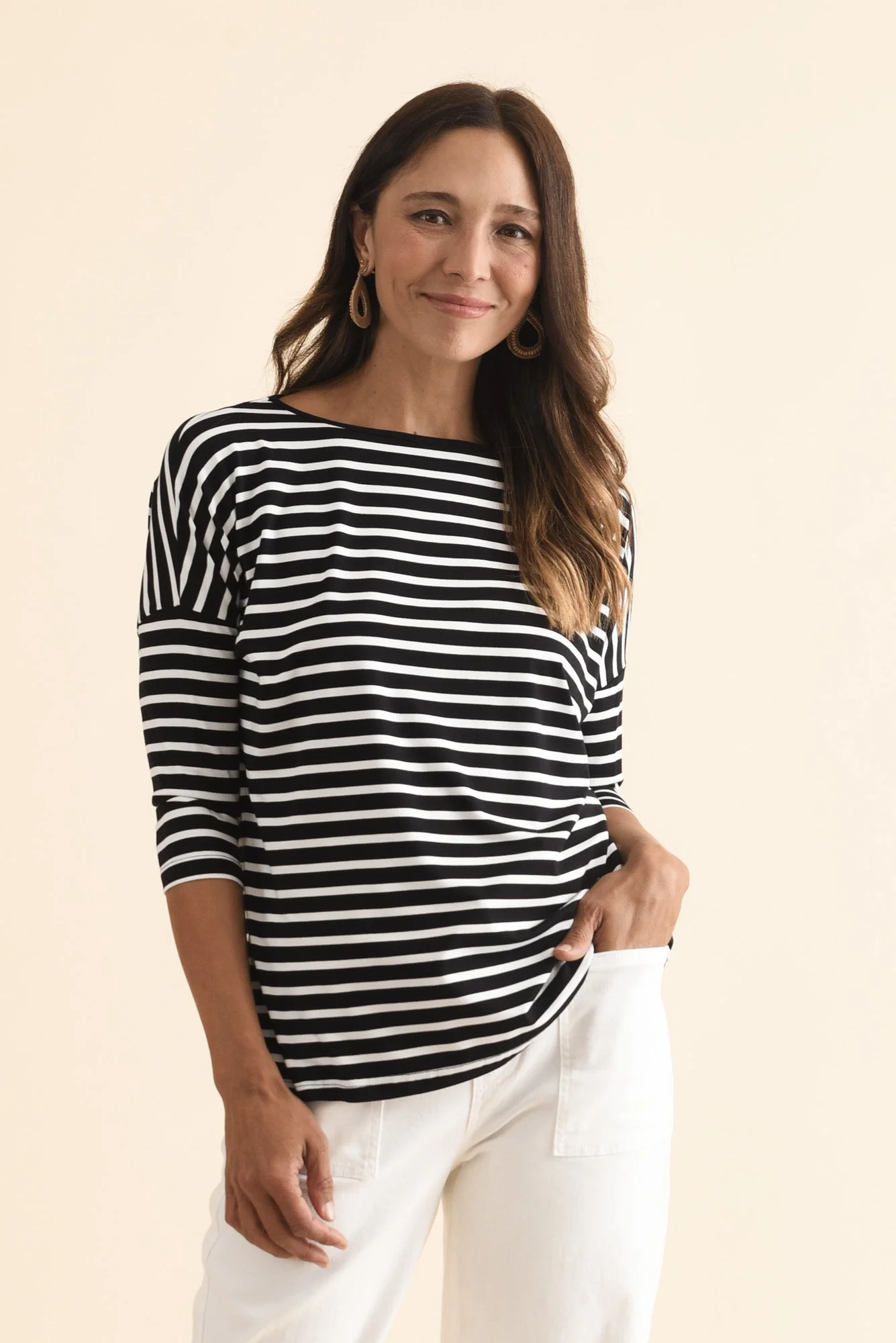 Josette Black Stripe Bamboo Top - Image 2