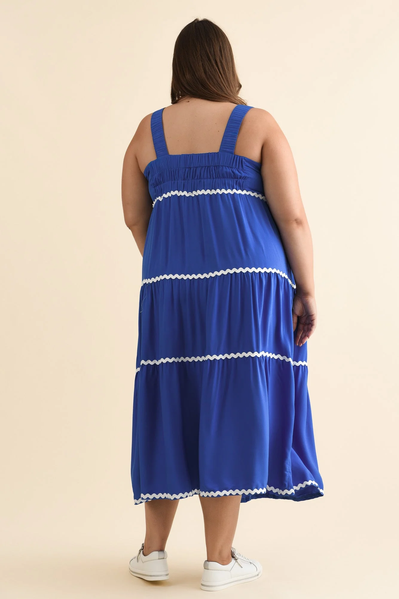 Josie Cobalt Contrast Tier Dress - Image 11