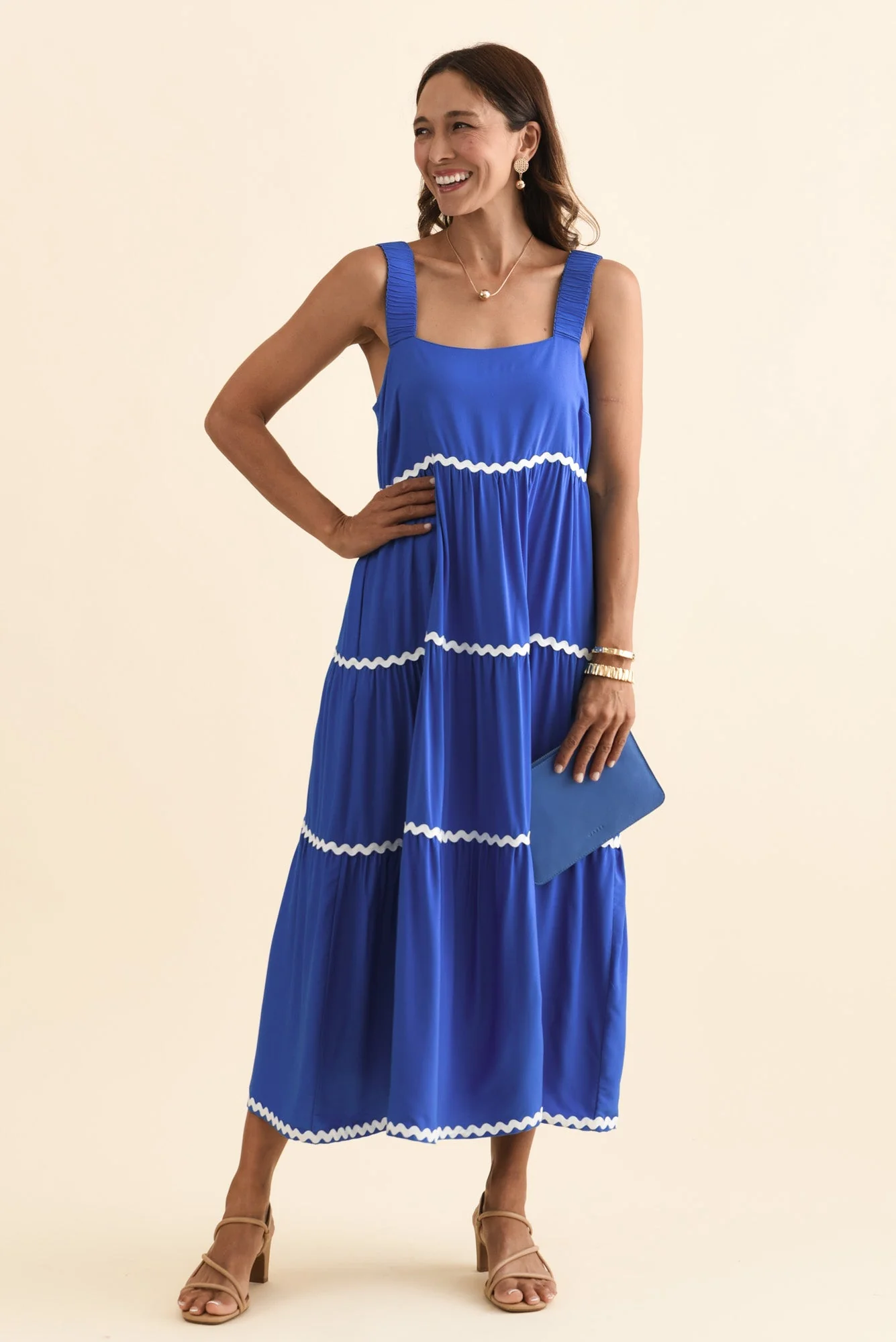 Josie Cobalt Contrast Tier Dress - Image 2