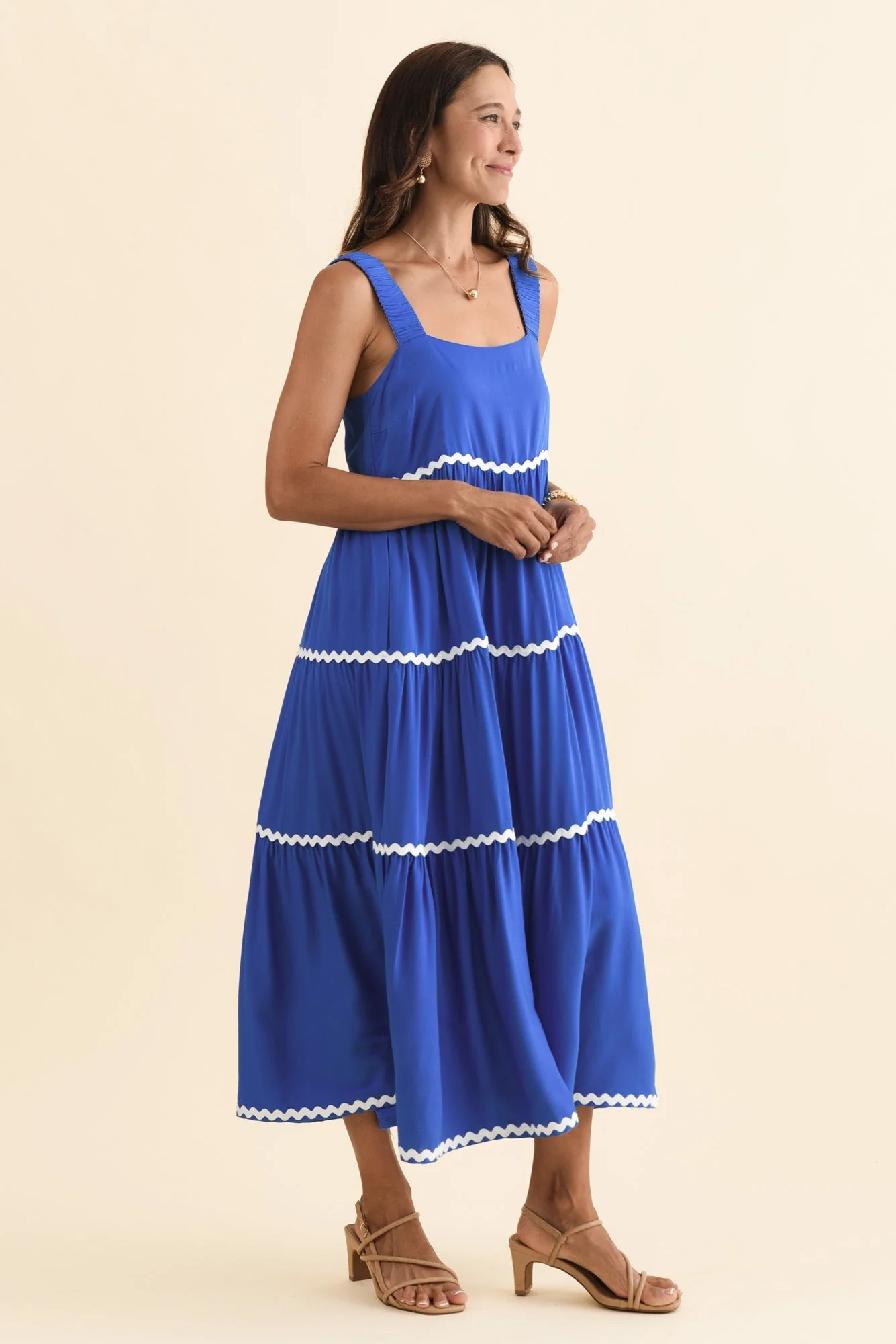 Josie Cobalt Contrast Tier Dress - Image 4