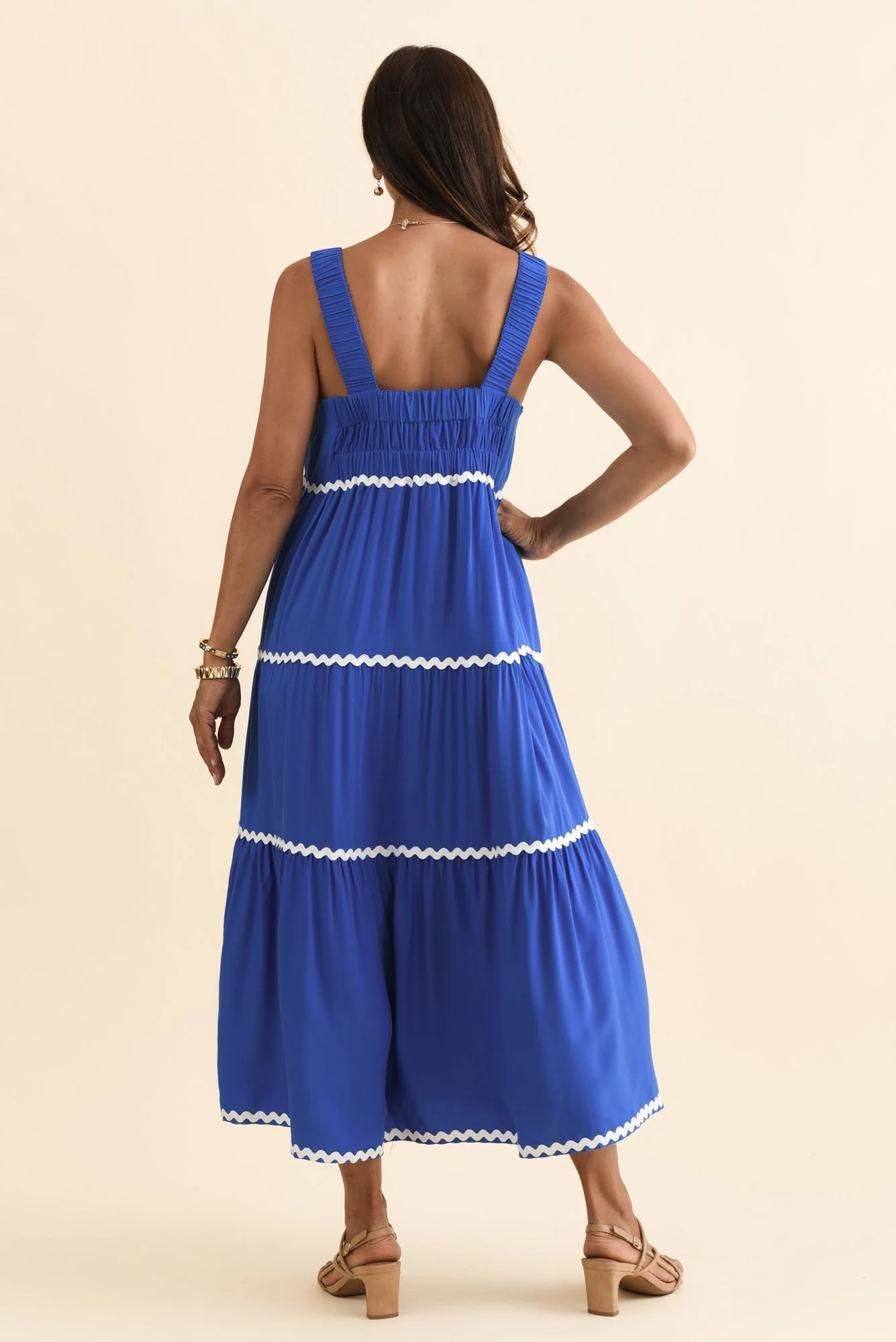 Josie Cobalt Contrast Tier Dress - Image 5