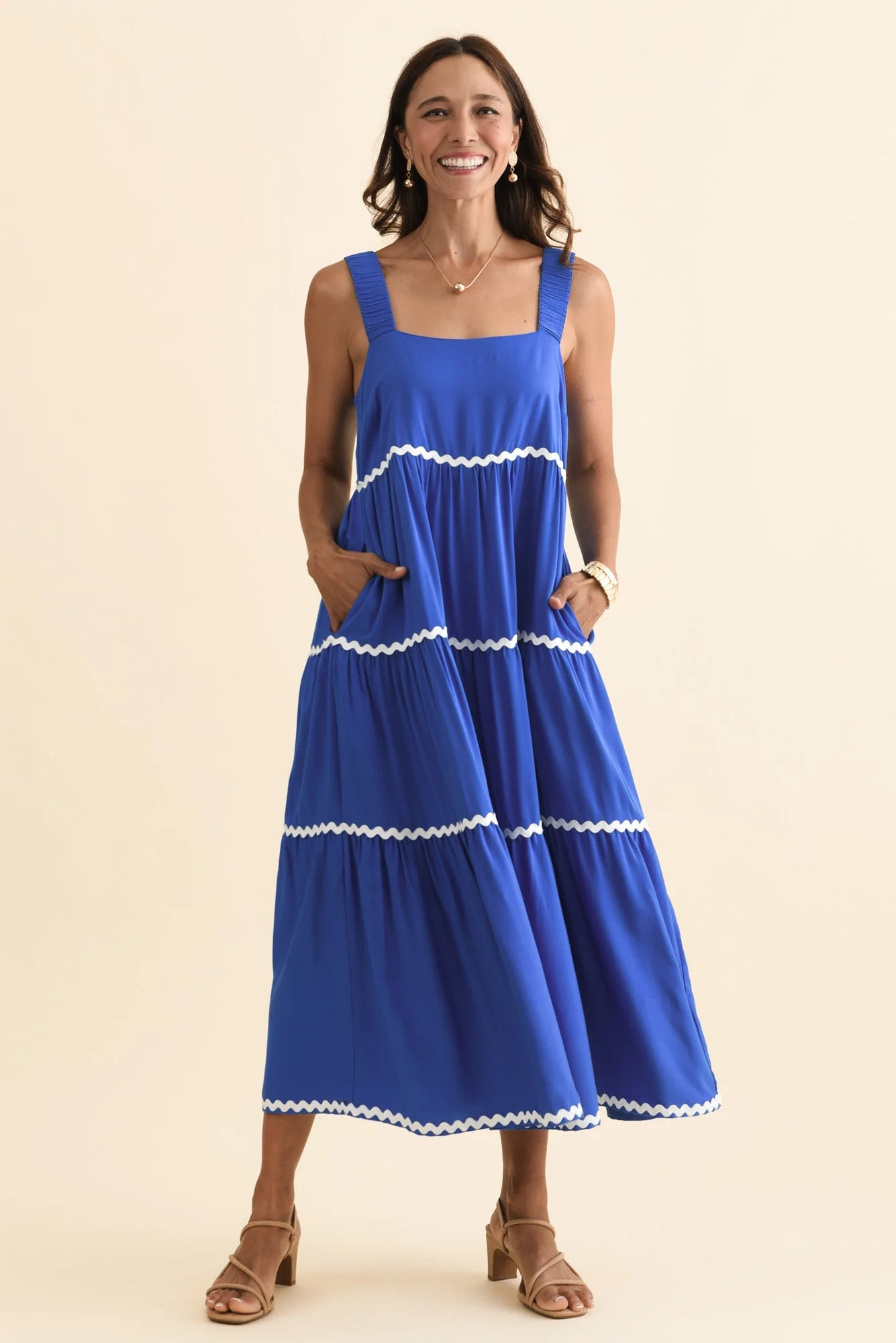Josie Cobalt Contrast Tier Dress - Image 7