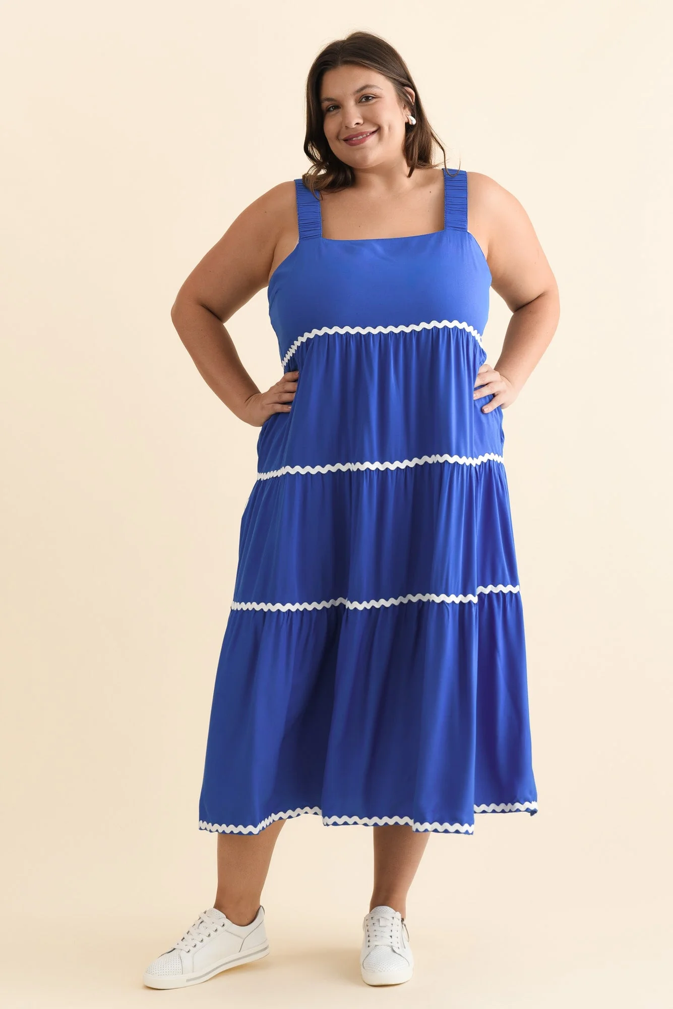 Josie Cobalt Contrast Tier Dress - Image 8