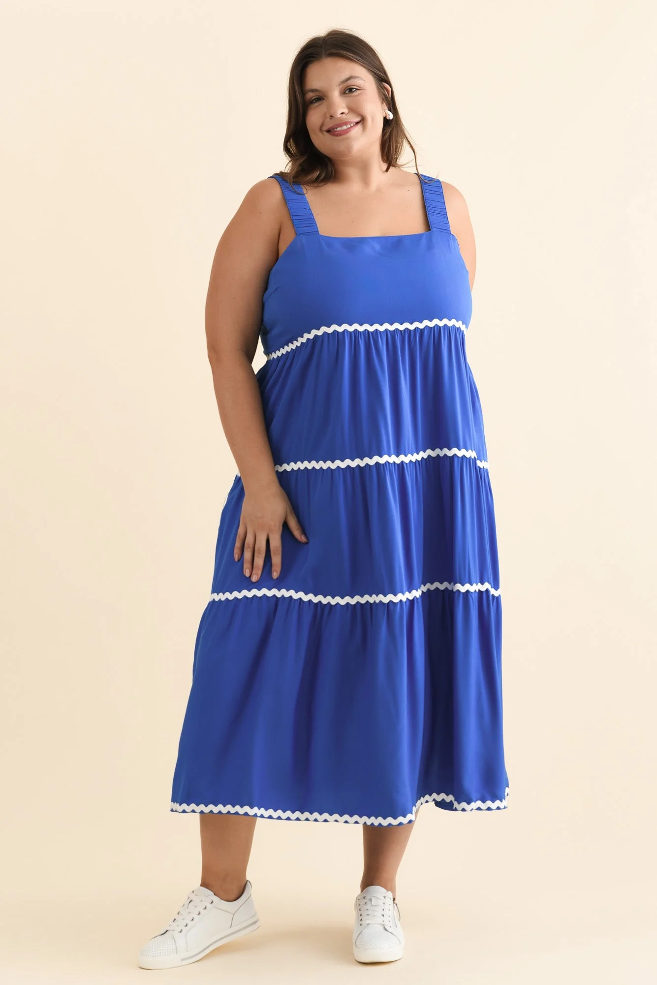 Josie Cobalt Contrast Tier Dress - Image 9