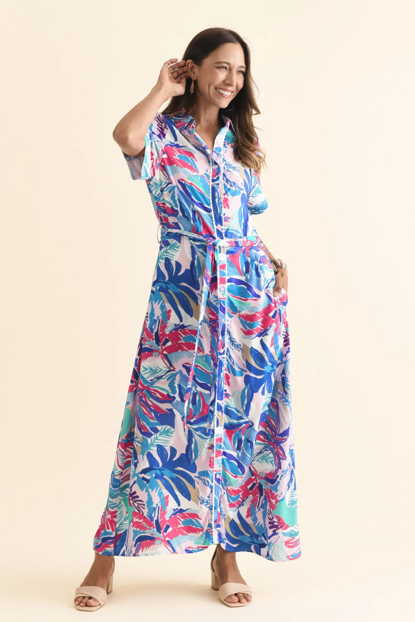 Jossalyn Indigo Leaf Tie Dress - Image 2