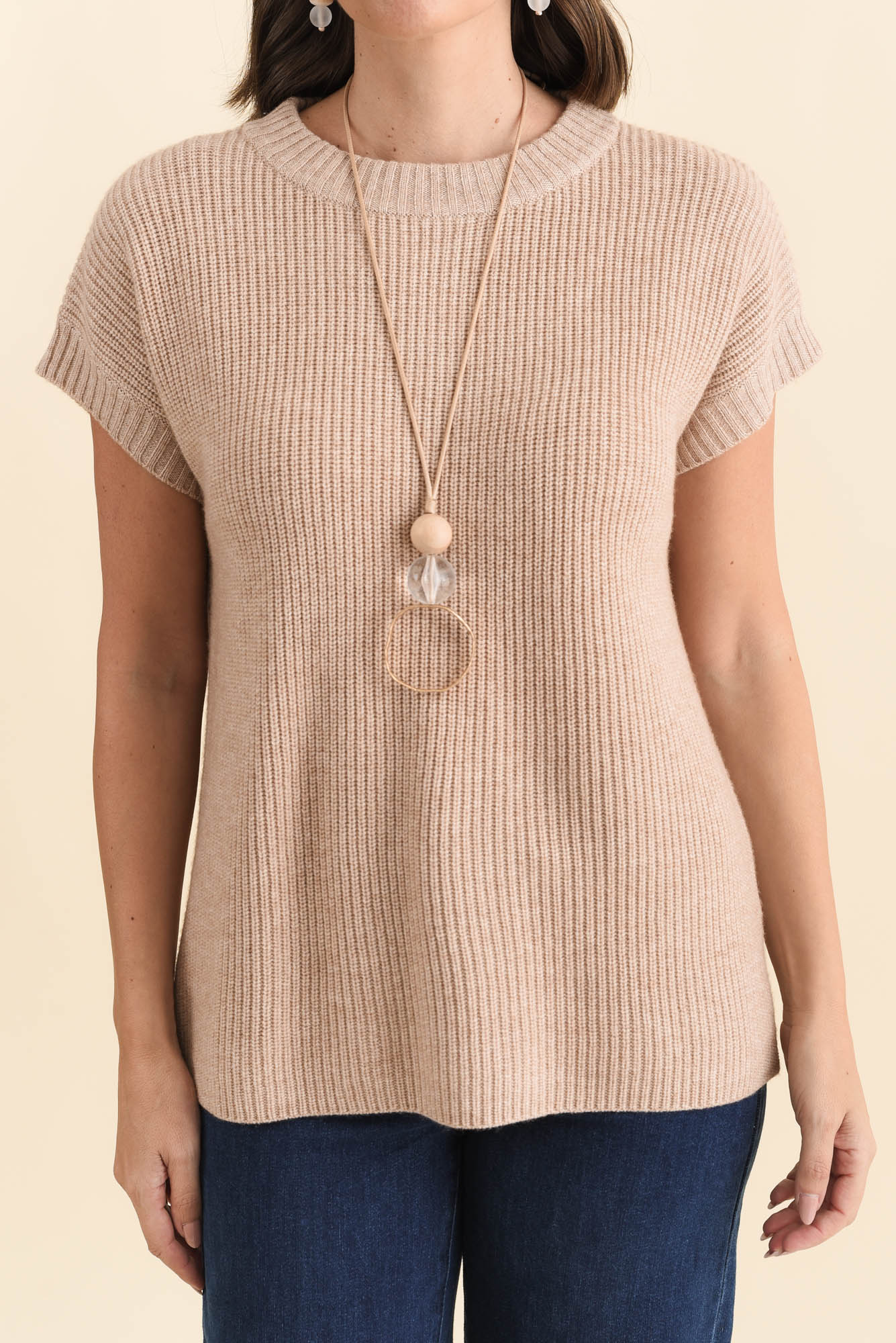 Joyce Beige Wool Cashmere Tee - Image 5