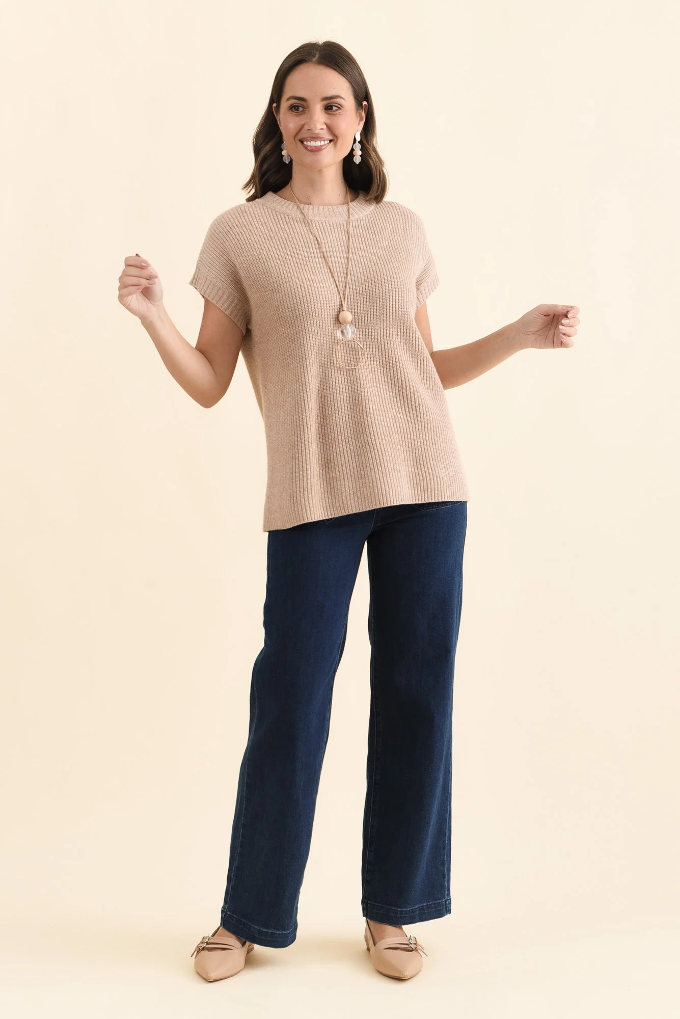 Joyce Beige Wool Cashmere Tee - Image 6