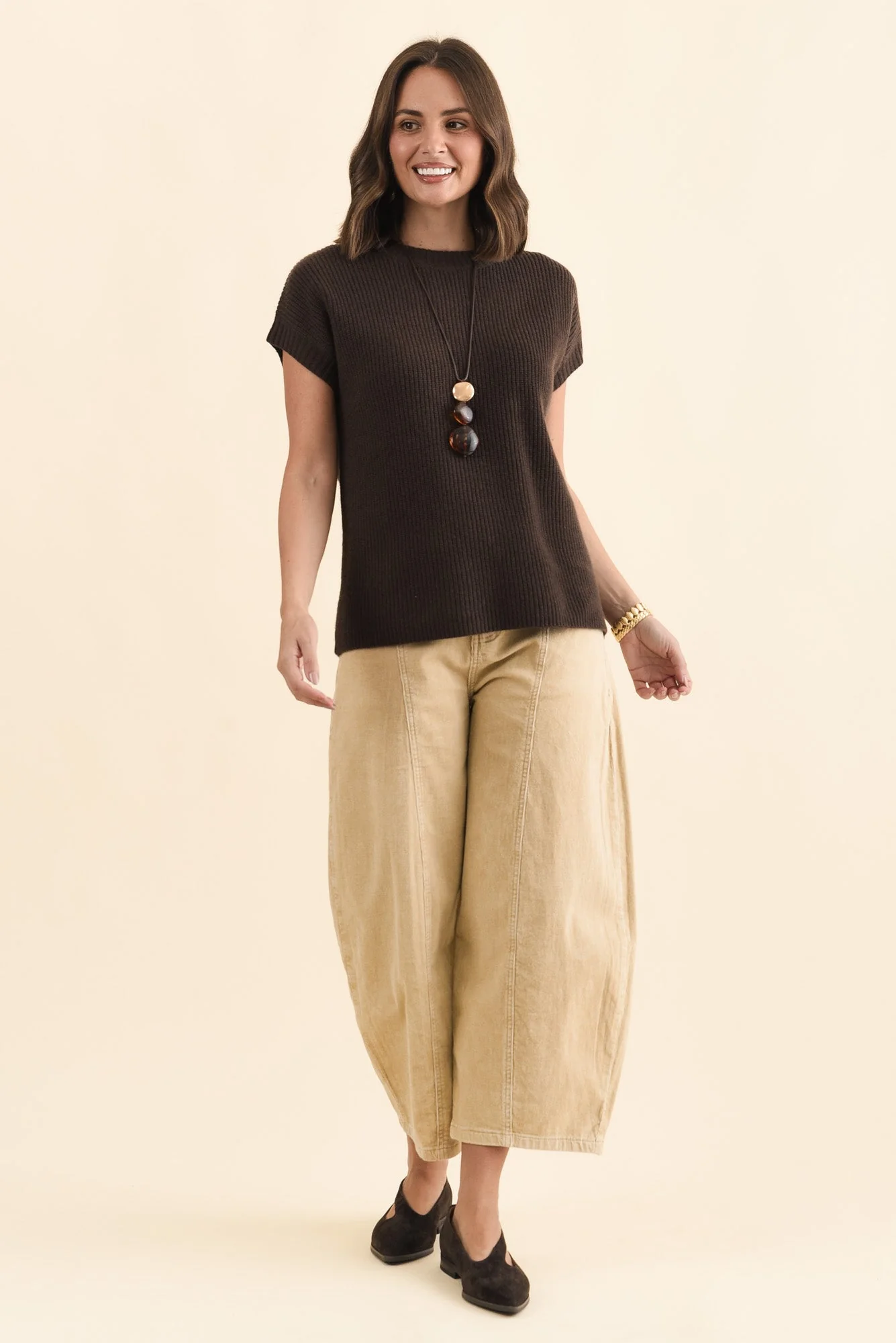 Joyce Chocolate Wool Cashmere Tee - Image 2