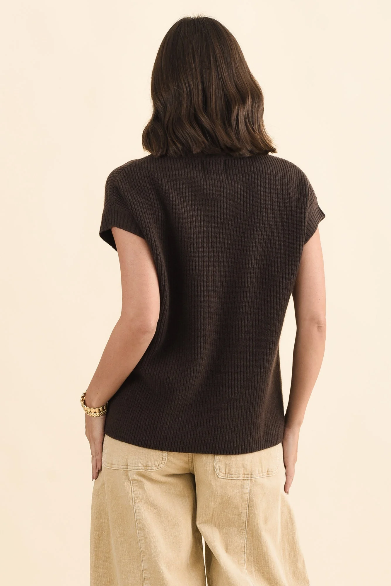 Joyce Chocolate Wool Cashmere Tee - Image 4