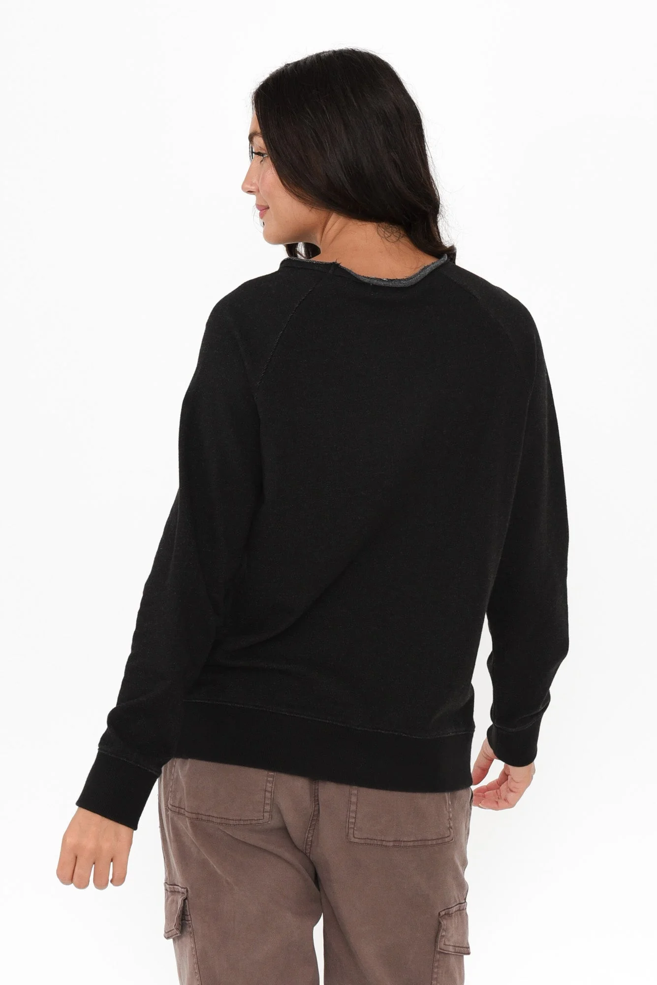 Julia Washed Black Cotton Sweatshirt - Image 5