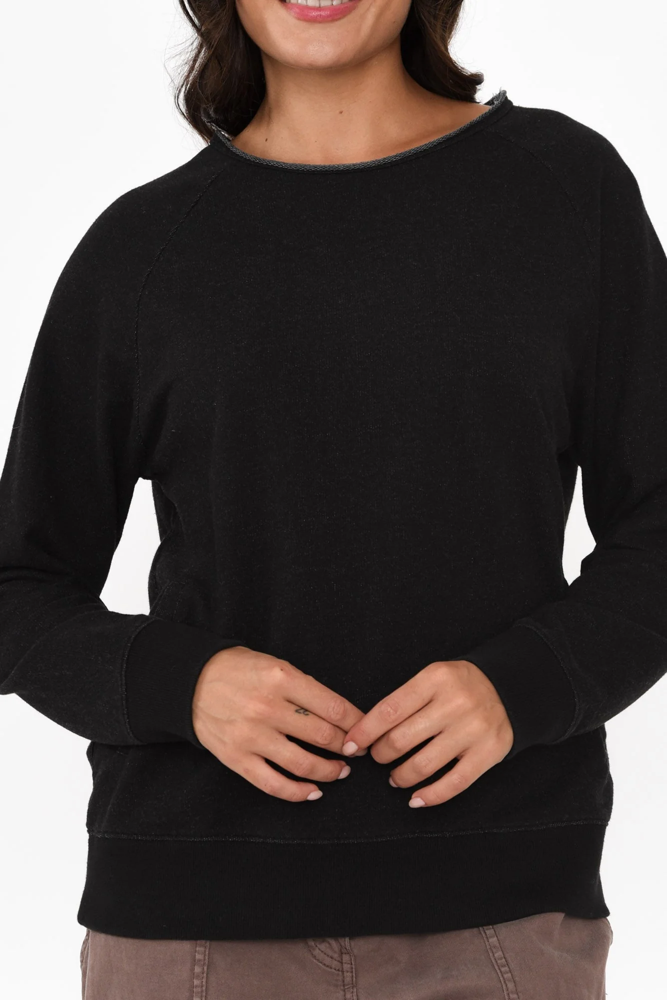 Julia Washed Black Cotton Sweatshirt - Image 6