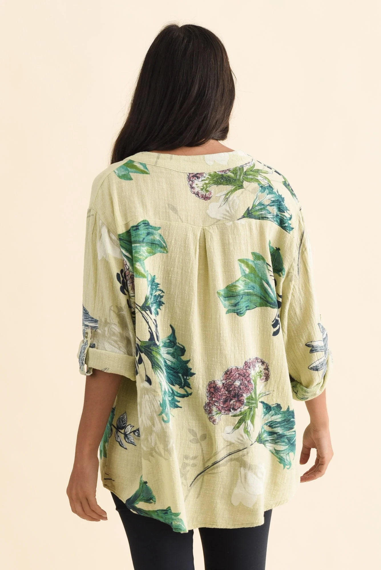 Juliet Green Floral Cotton Linen Top - Image 4