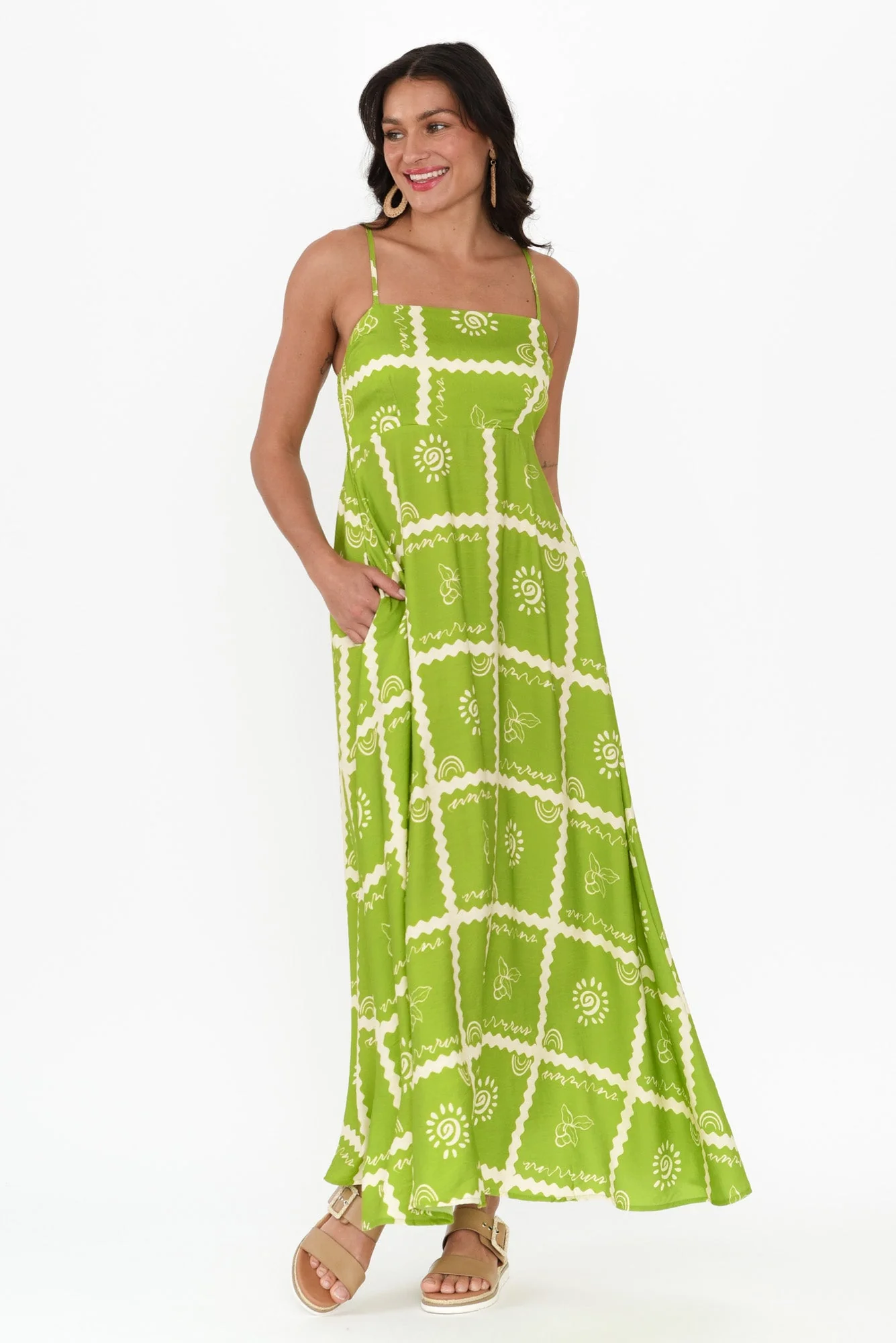 Julietta Green Tile Sleeveless Maxi Dress - Image 5
