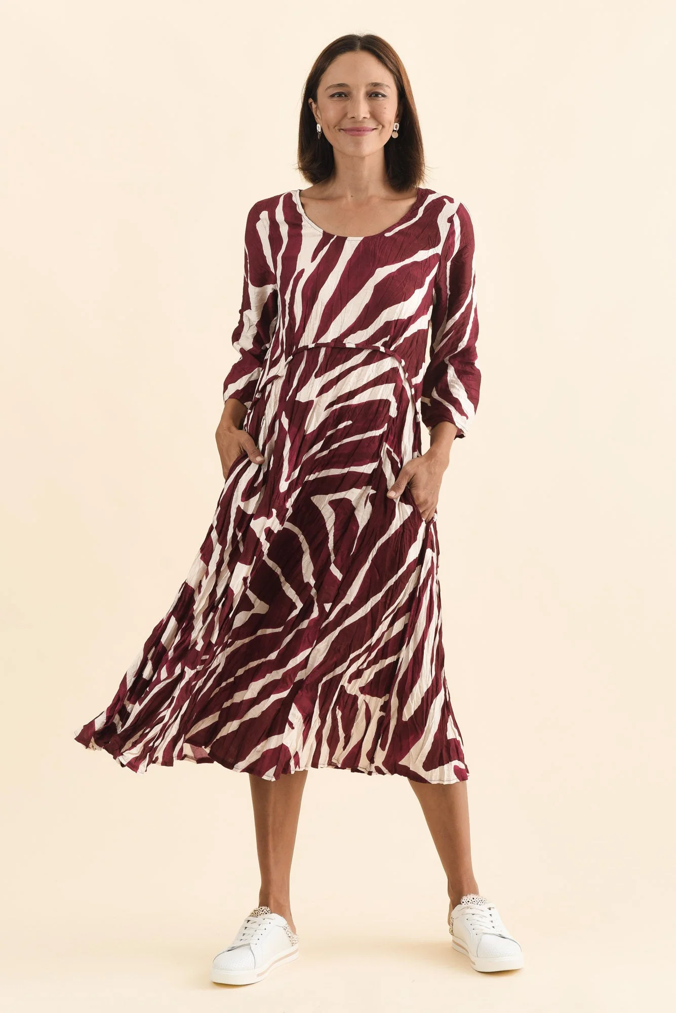 Juna Burgundy Abstract Crescent Dress - Image 6