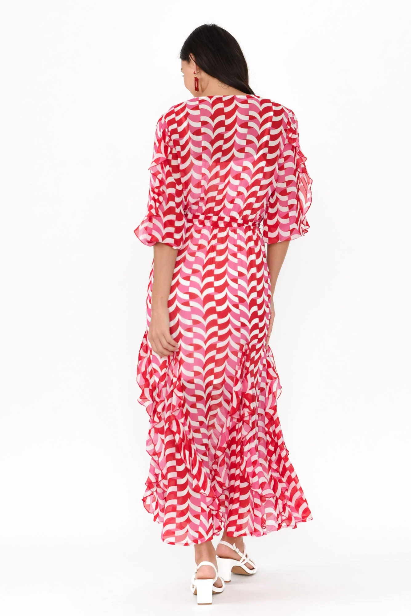 Just Love Pink Geo Ruffle Dress - Image 5