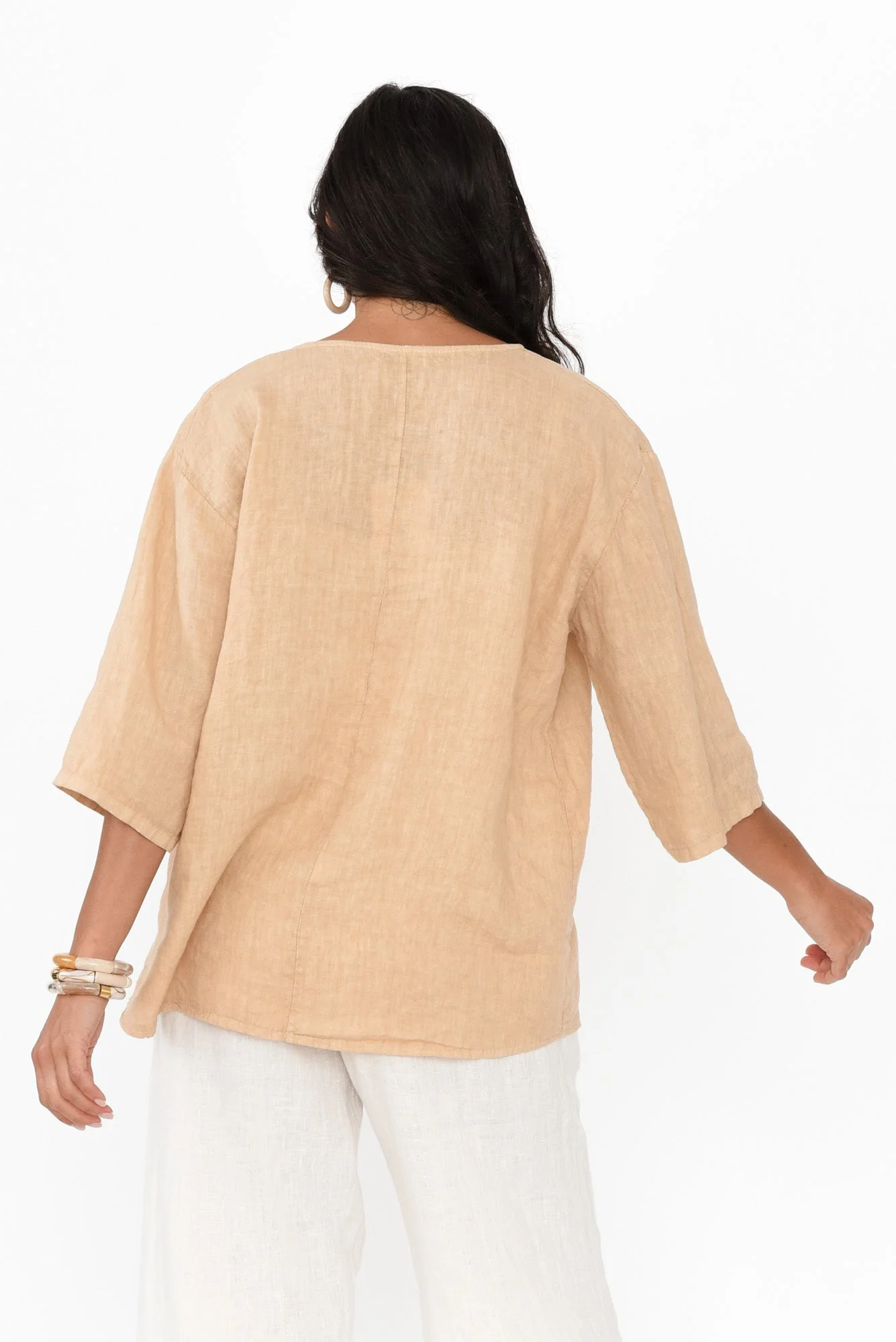 Justine Sand Linen Top - Image 4