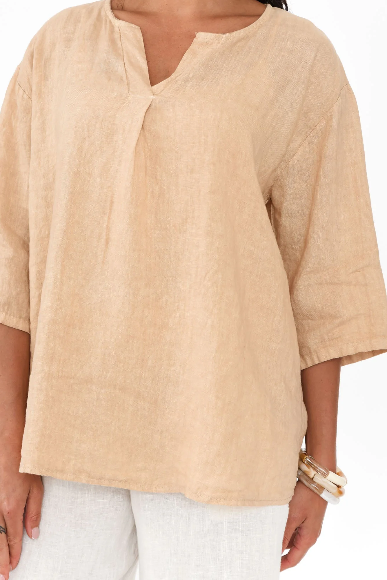 Justine Sand Linen Top - Image 5