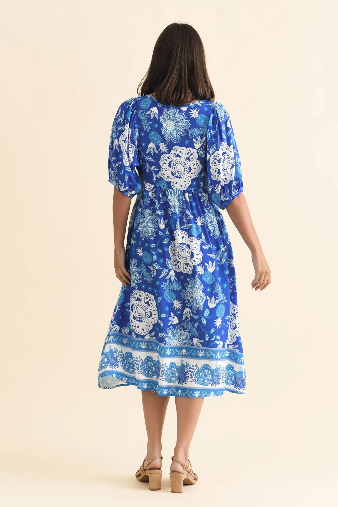Kacey Blue Floral Button Dress - Image 4