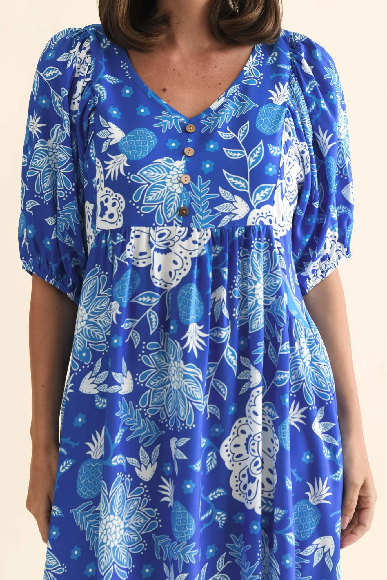 Kacey Blue Floral Button Dress - Image 5