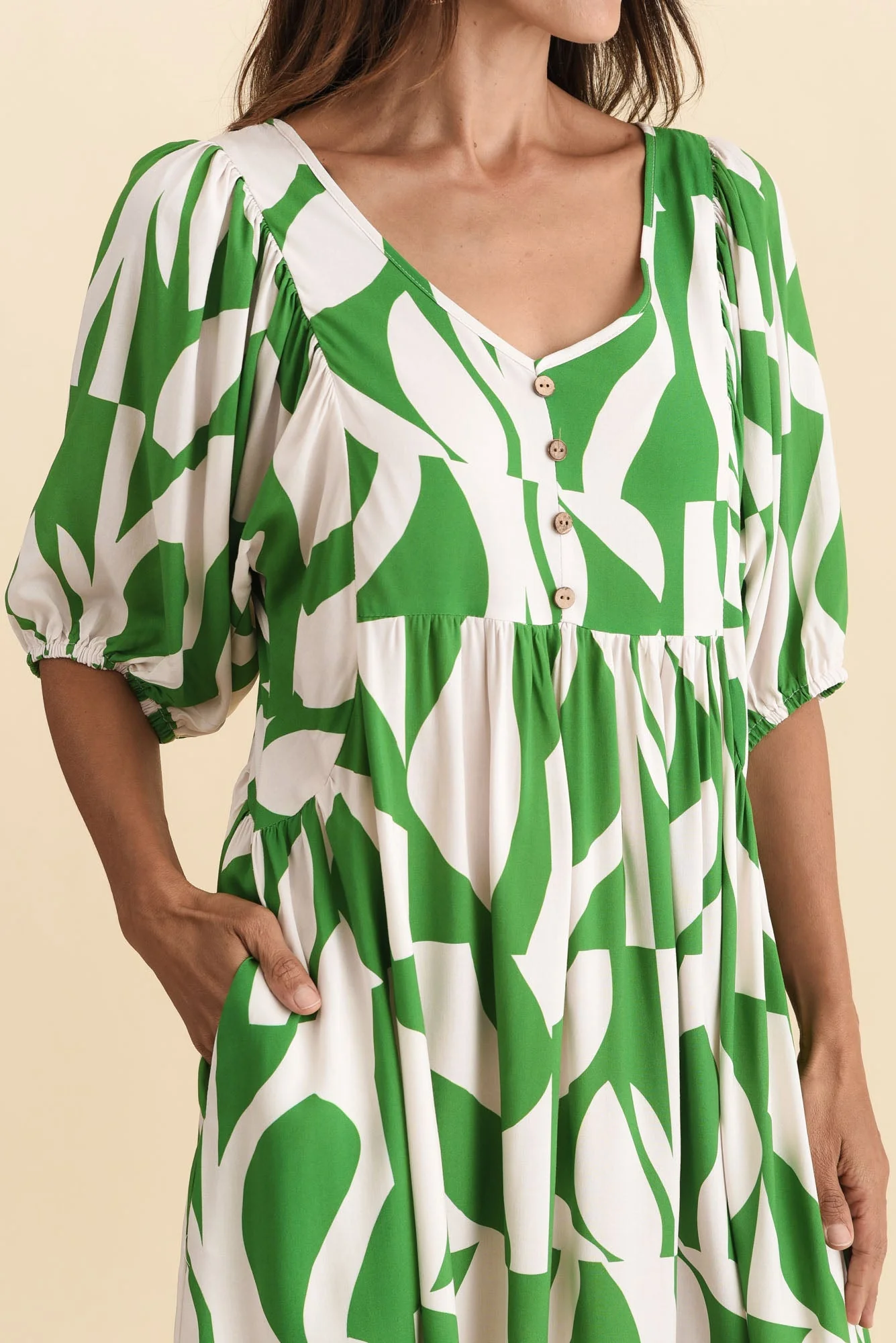 Kacey Green Abstract Button Dress - Image 5