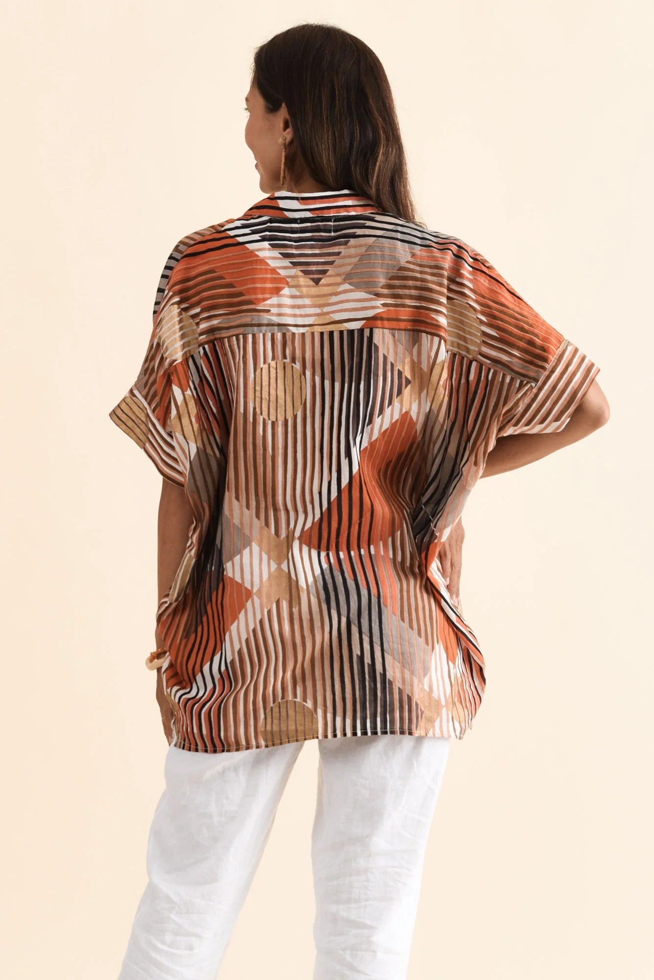 Kairi Brown Abstract Cotton Top - Image 4