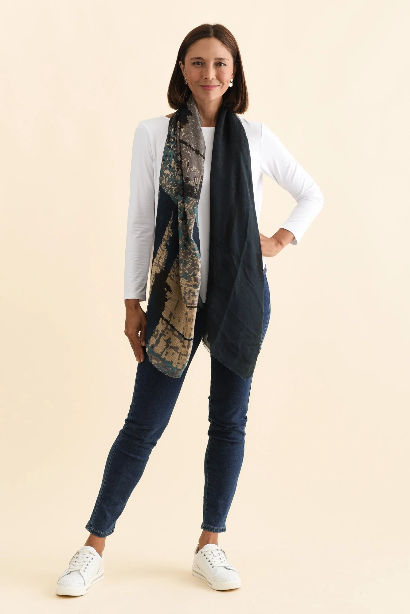 Kallo Navy Abstract Scarf - Image 2