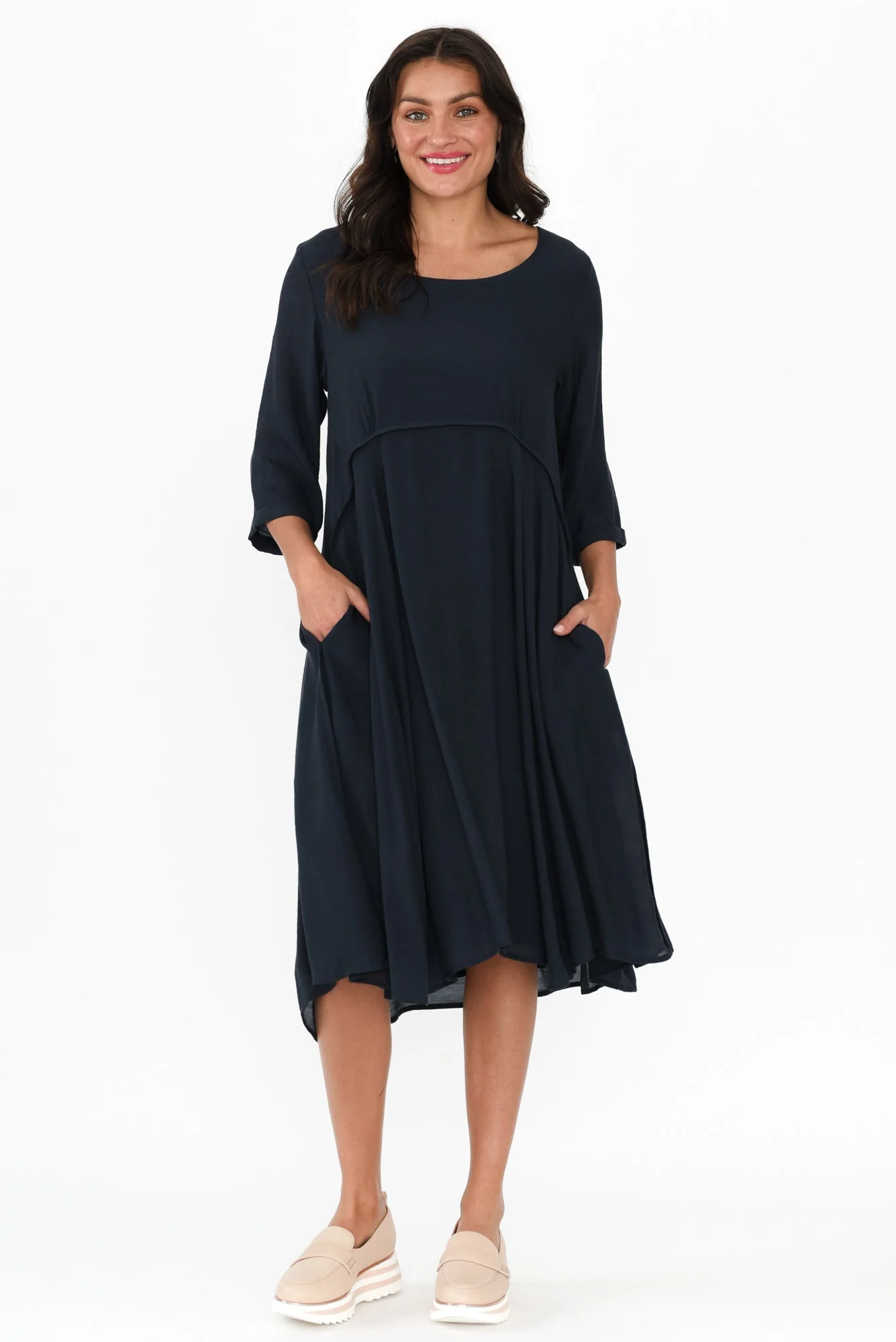 Karina Navy Crescent Dress - Image 2