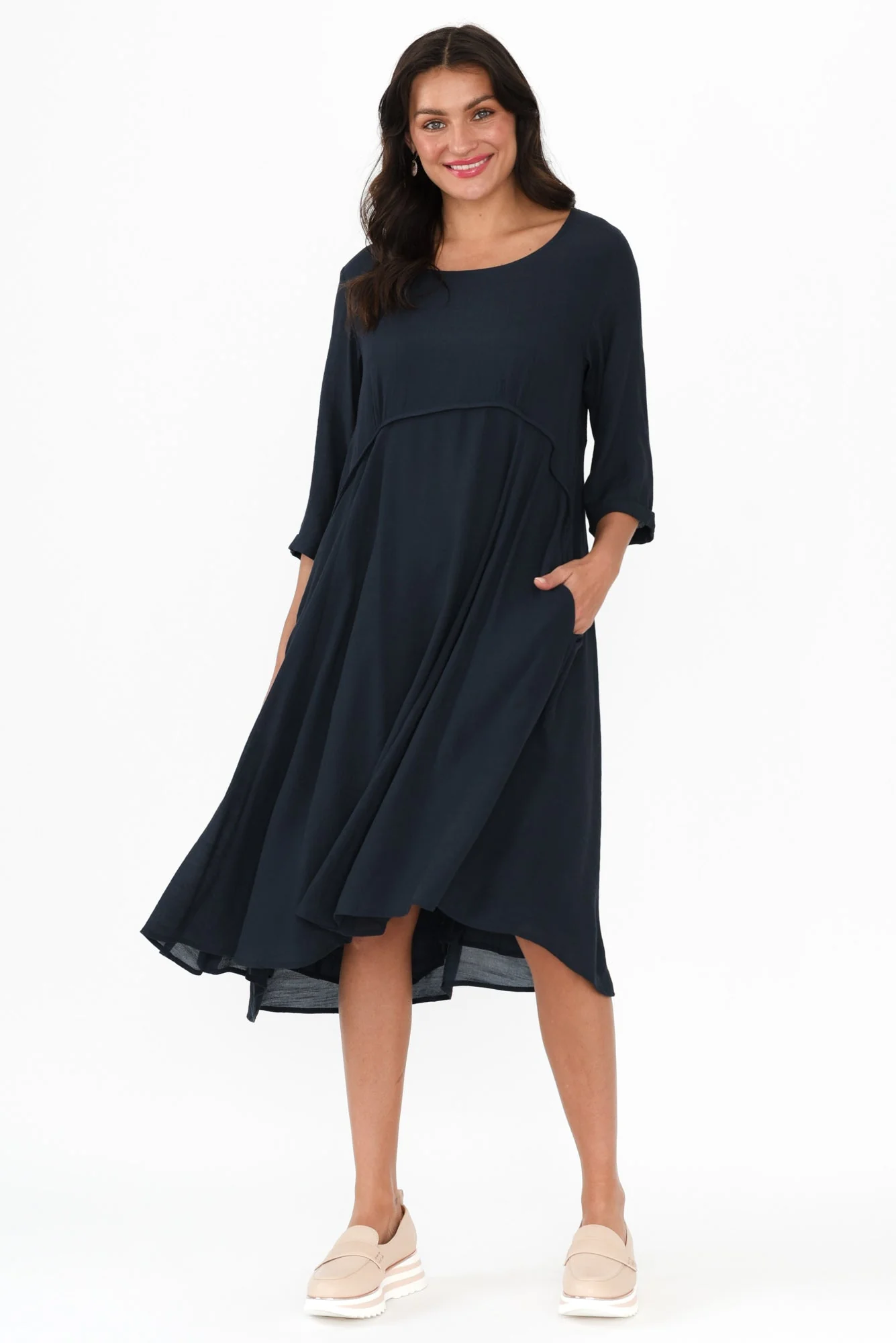 Karina Navy Crescent Dress - Image 6