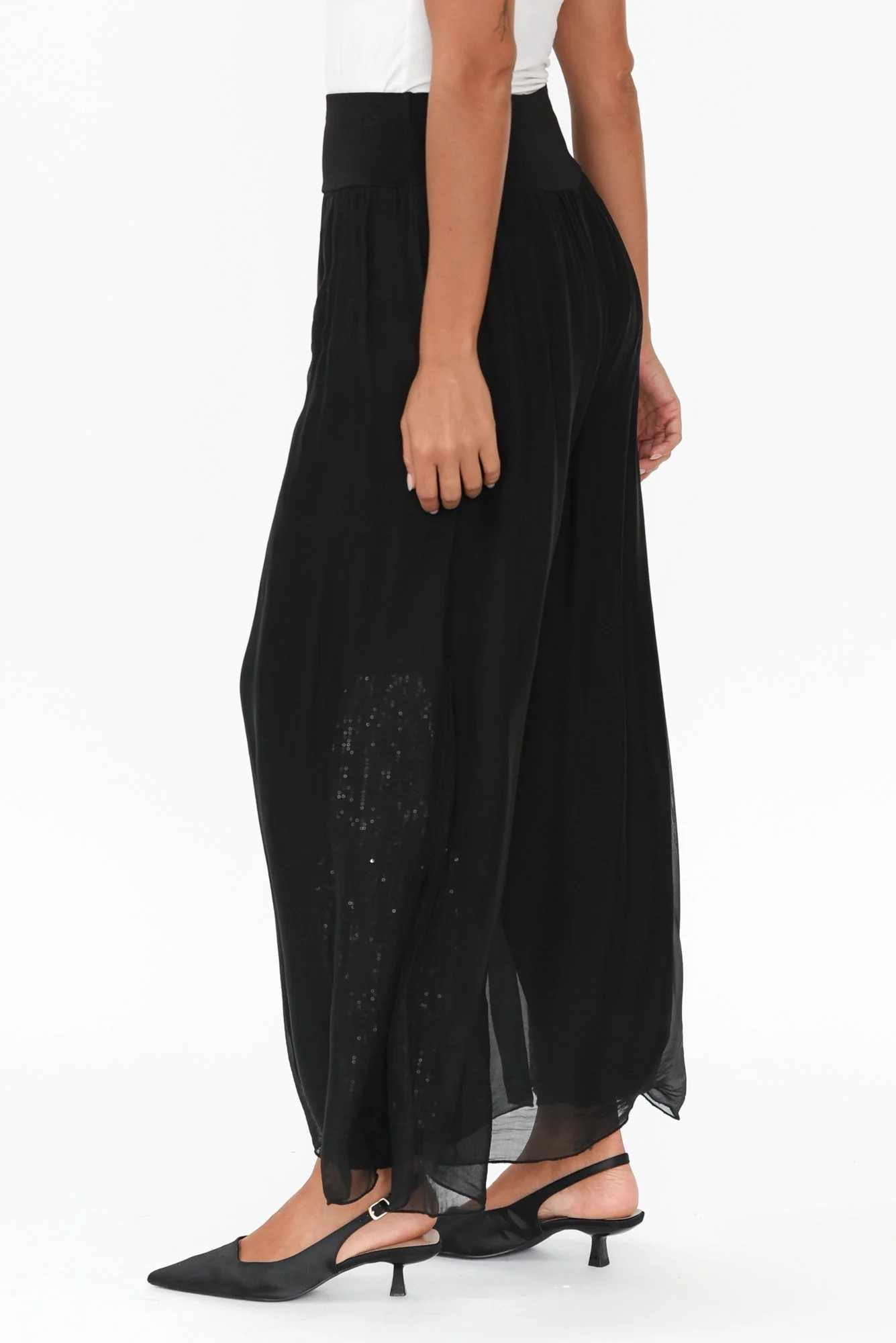 Karolina Black Silk Sequin Pants - Image 3