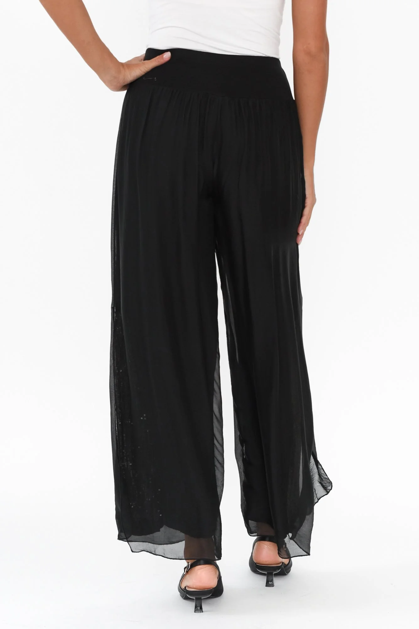 Karolina Black Silk Sequin Pants - Image 4