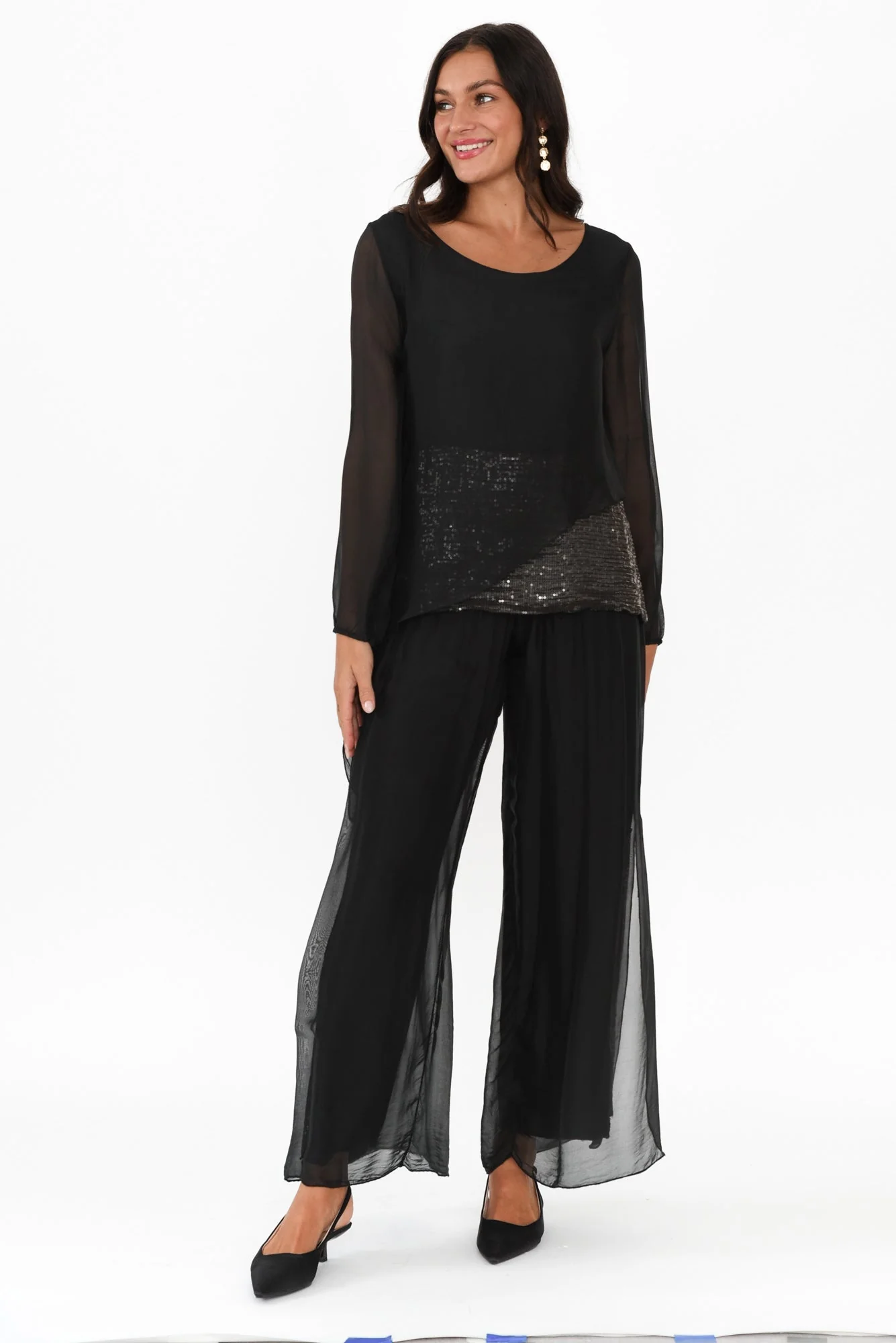 Karolina Black Silk Sequin Pants - Image 6