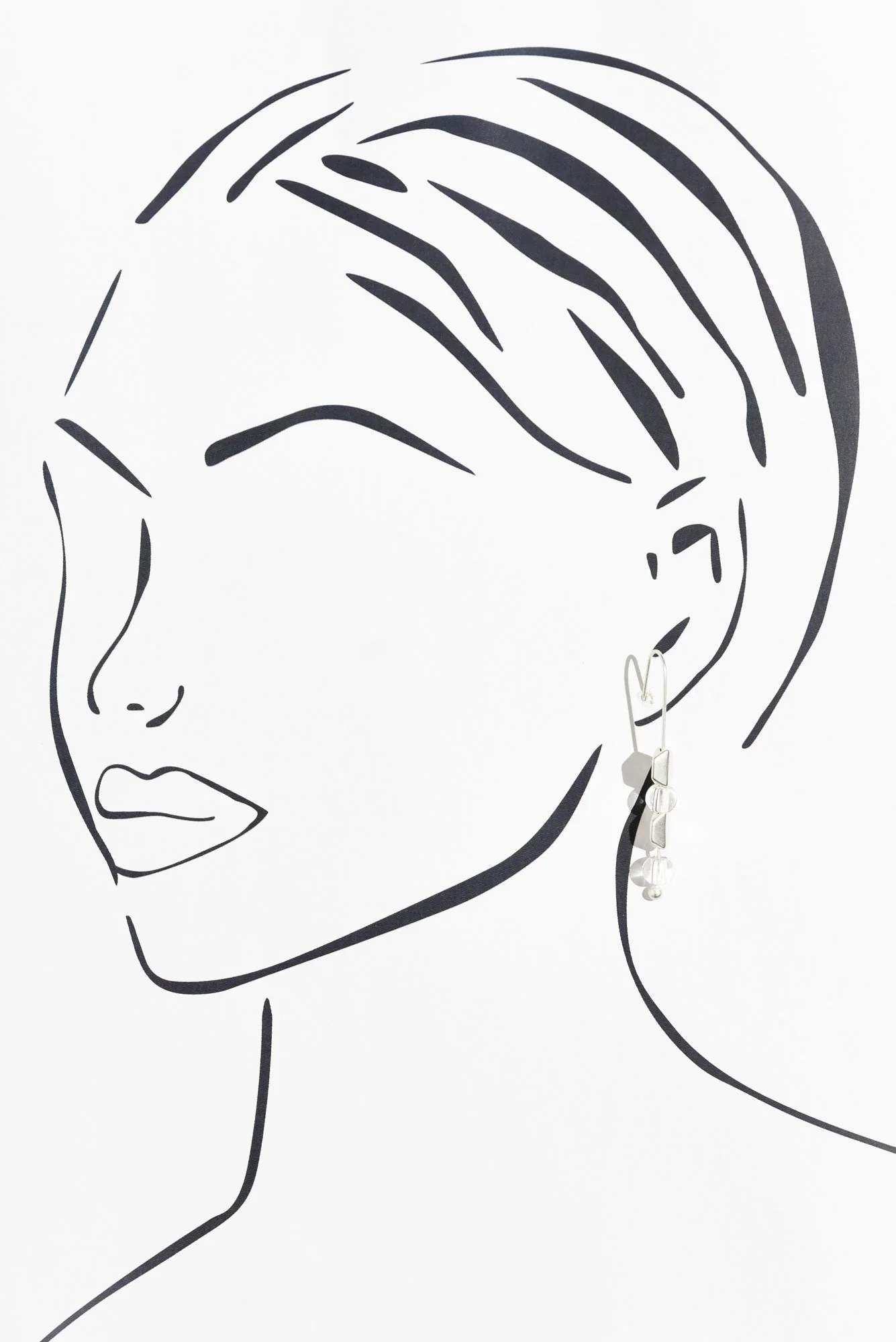 Kasis Silver Beaded Hook Earrings - Image 2