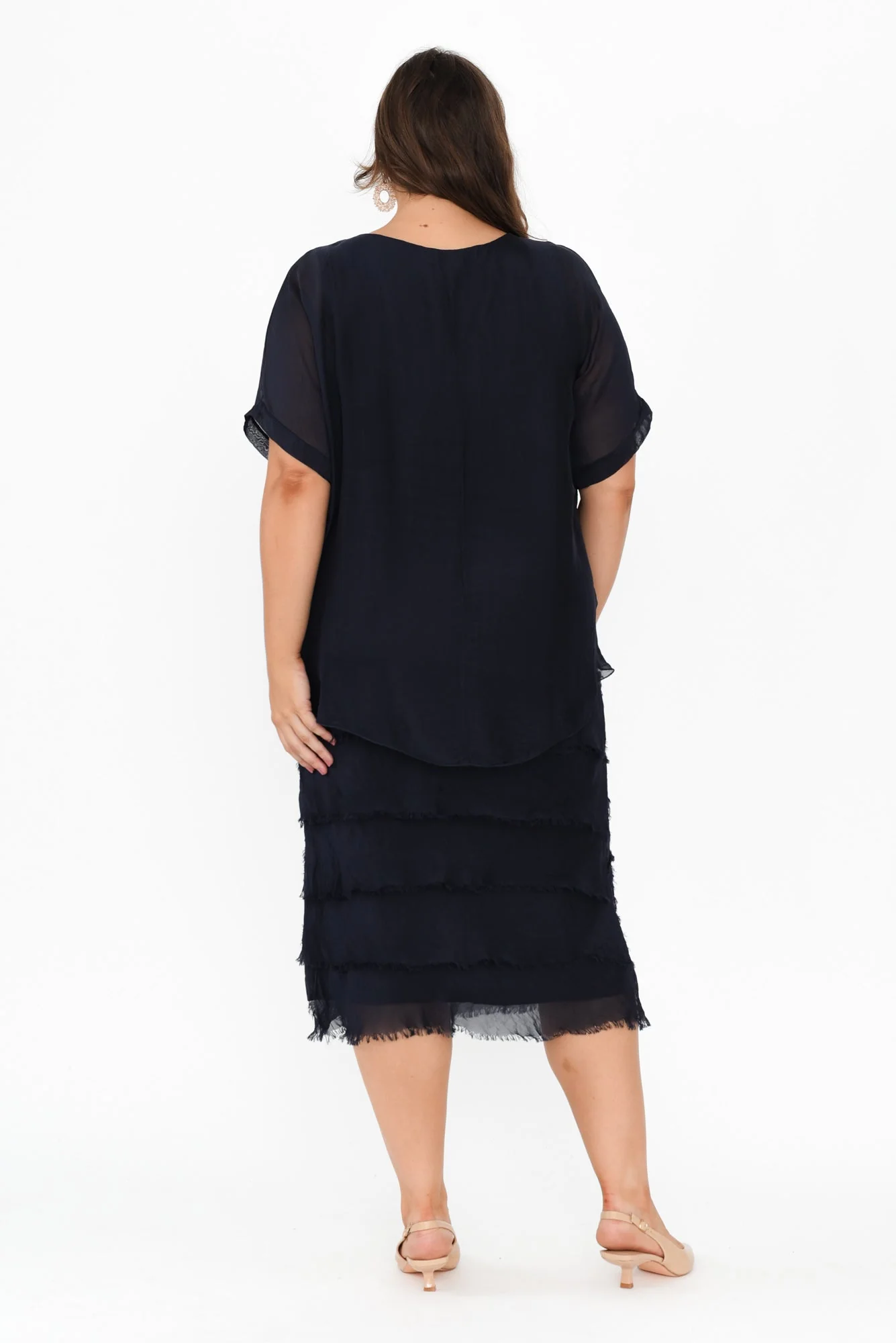 Katerina Navy Silk Overlay Maxi Dress - Image 10