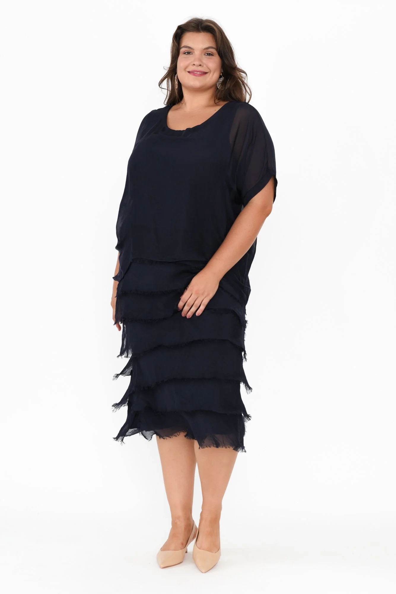 Katerina Navy Silk Overlay Maxi Dress - Image 8