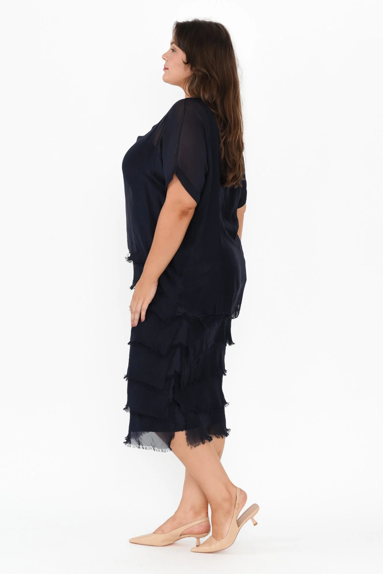 Katerina Navy Silk Overlay Maxi Dress - Image 9