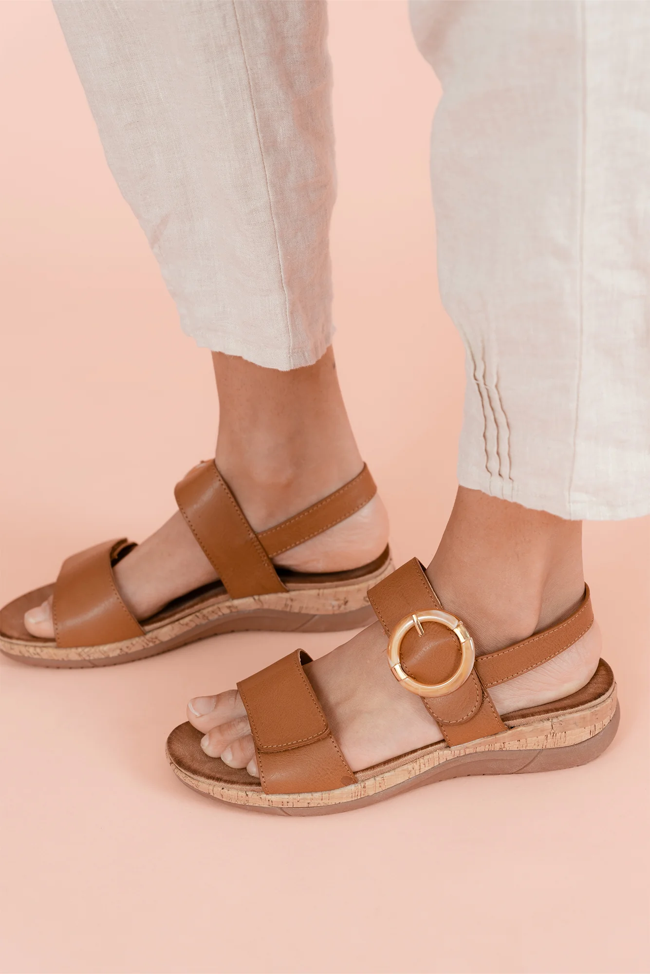 Katherine Tan Velcro Buckle Sandal - Image 2