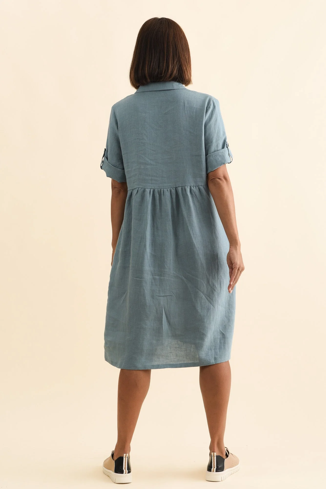 Katy Steel Linen Pocket Dress - Image 3