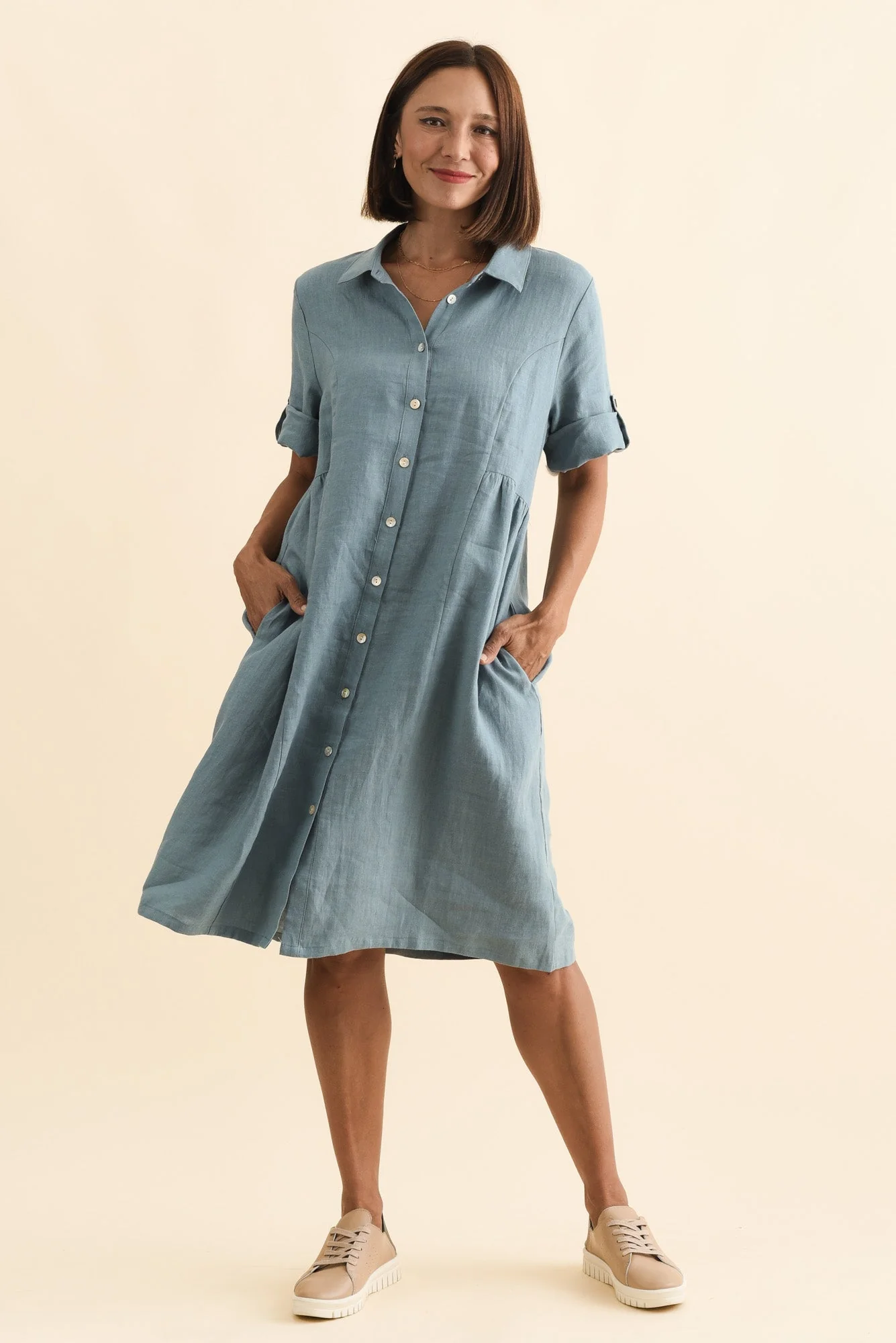 Katy Steel Linen Pocket Dress - Image 5