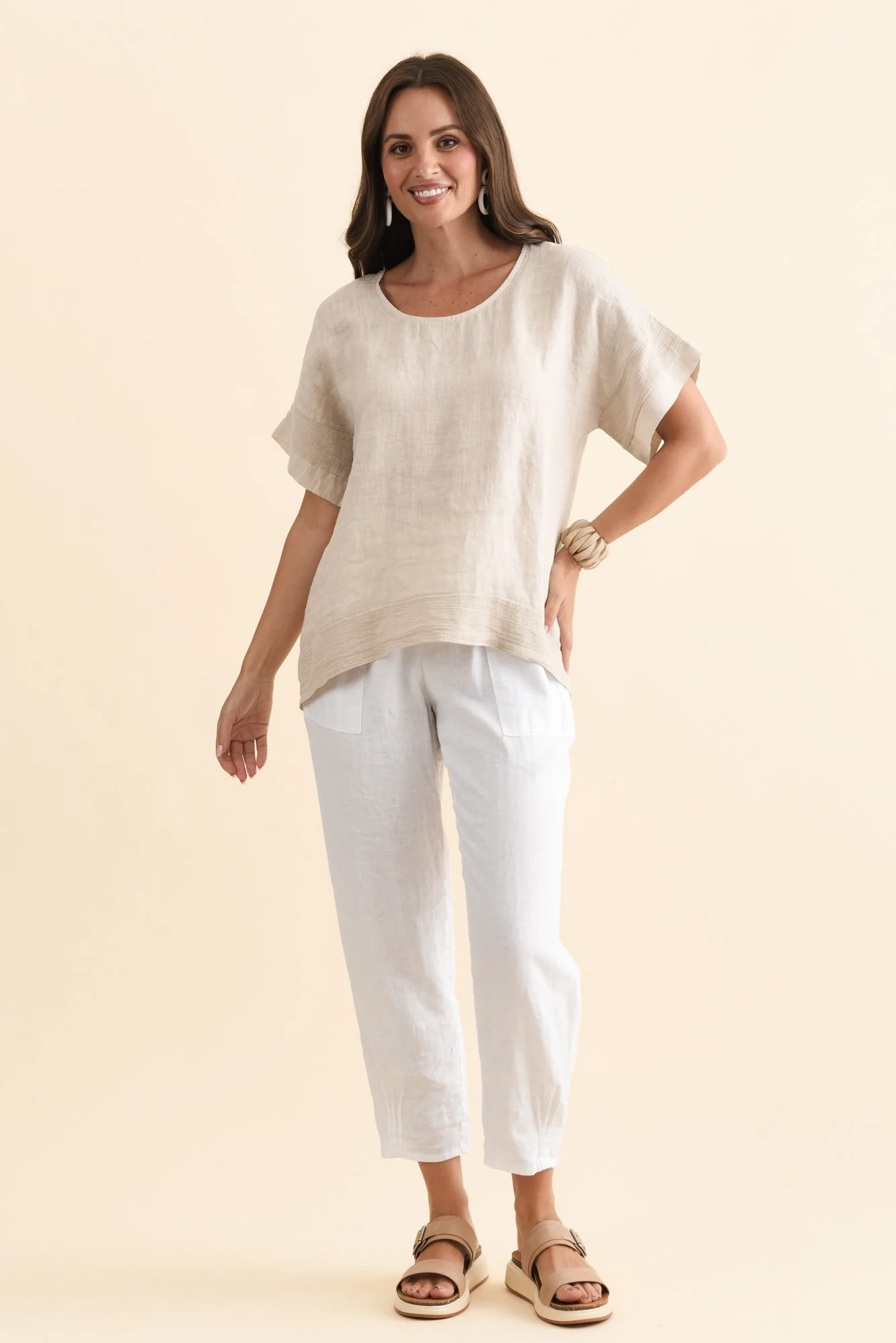Kaya Beige Linen Top - Image 7