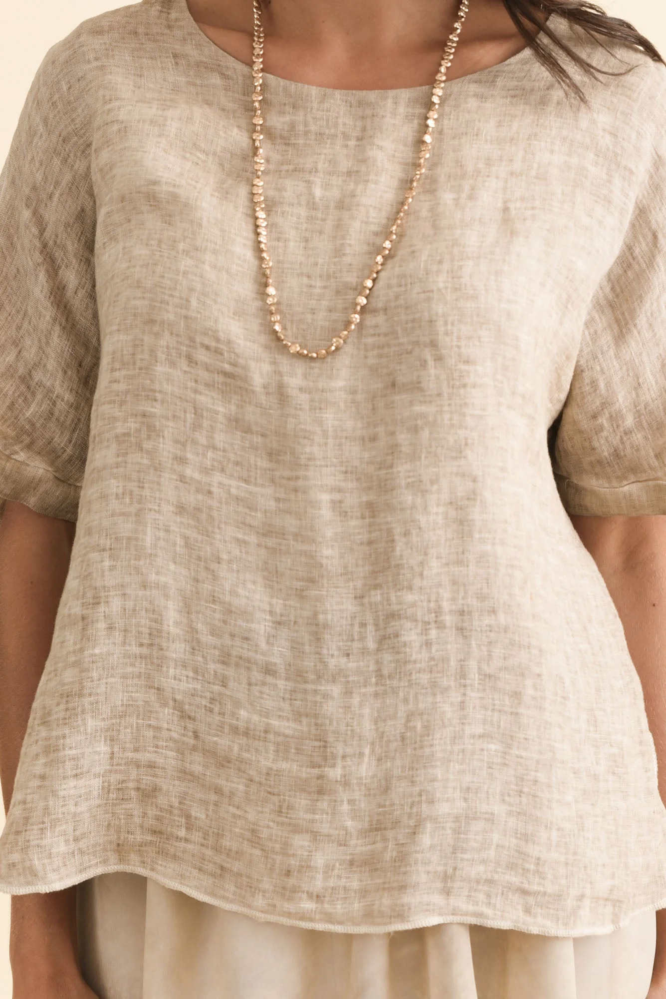 Kayla Beige Linen Layered Top - Image 5