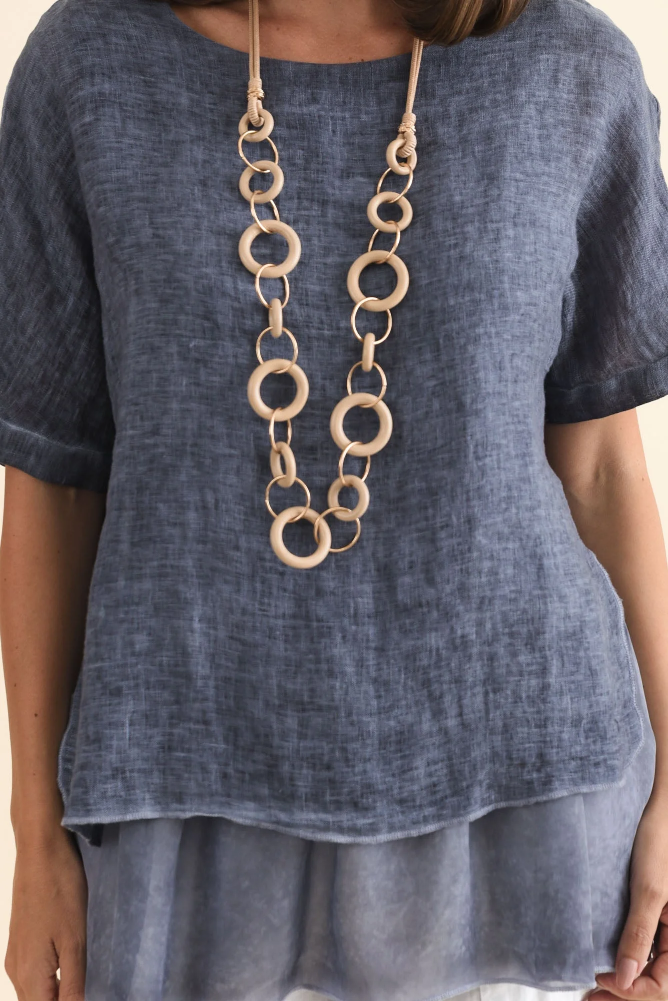 Kayla Dark Blue Linen Layered Top - Image 5
