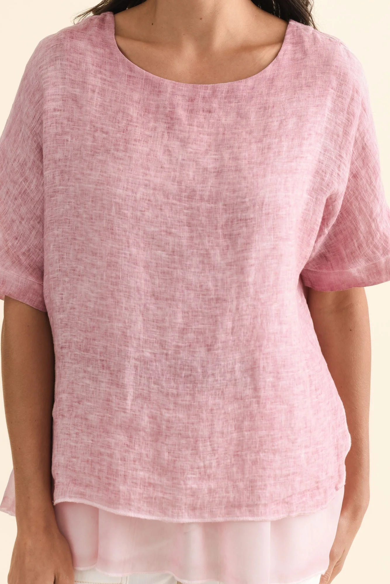 Kayla Pink Linen Layered Top - Image 6