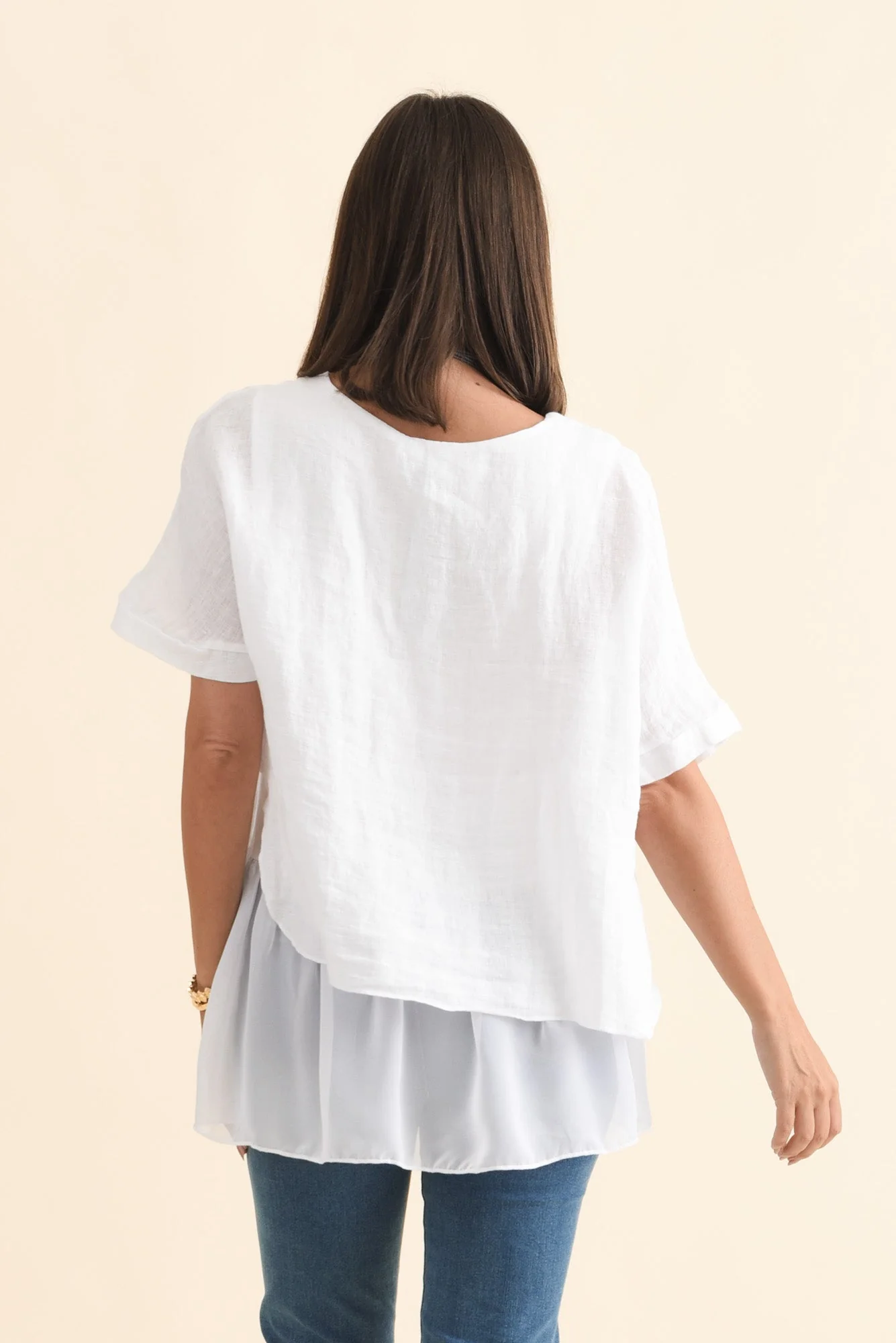 Kayla White Linen Layered Top - Image 4