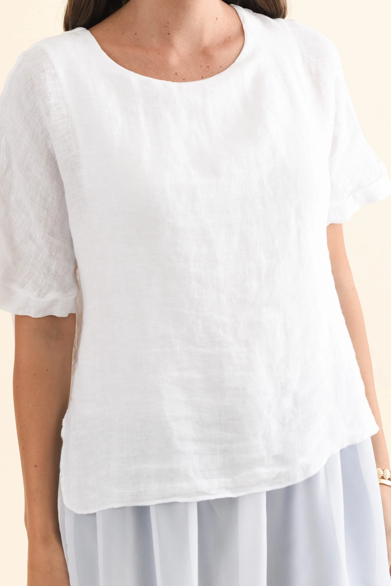 Kayla White Linen Layered Top - Image 5