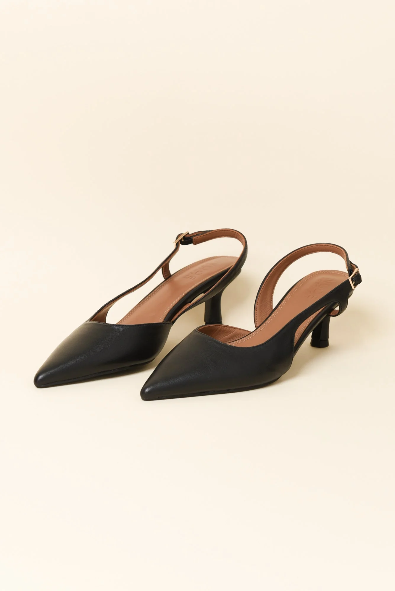 Kaylee Black Leather Slingback Heel - Image 2