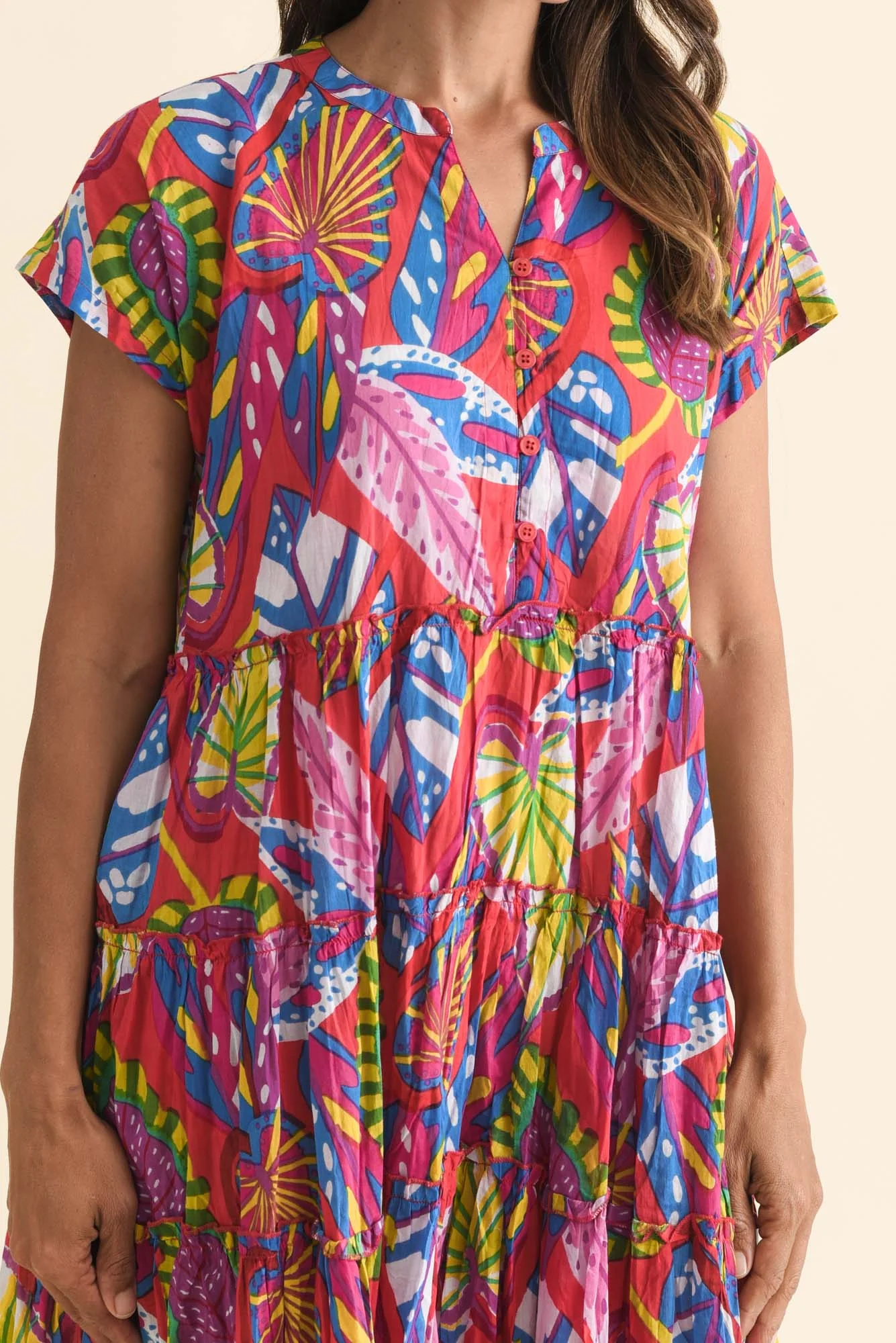 Kaylee Orange Tropical Crinkle Cotton Dress - Image 5
