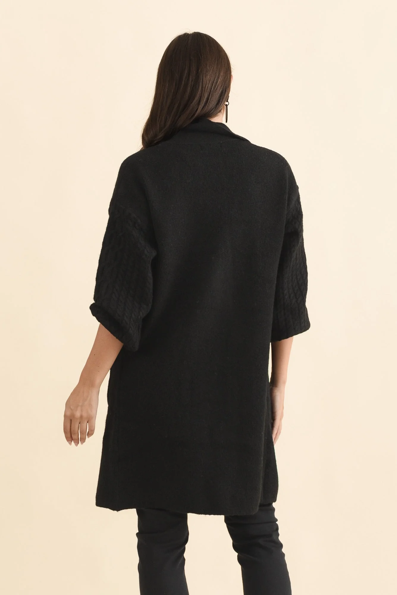 Kayleigh Black Knit Coatigan - Image 4