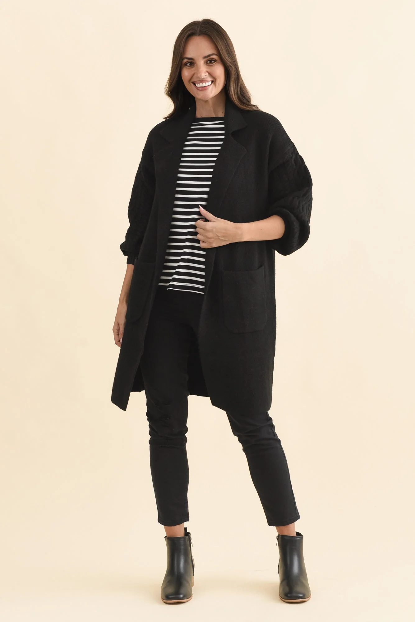 Kayleigh Black Knit Coatigan - Image 6
