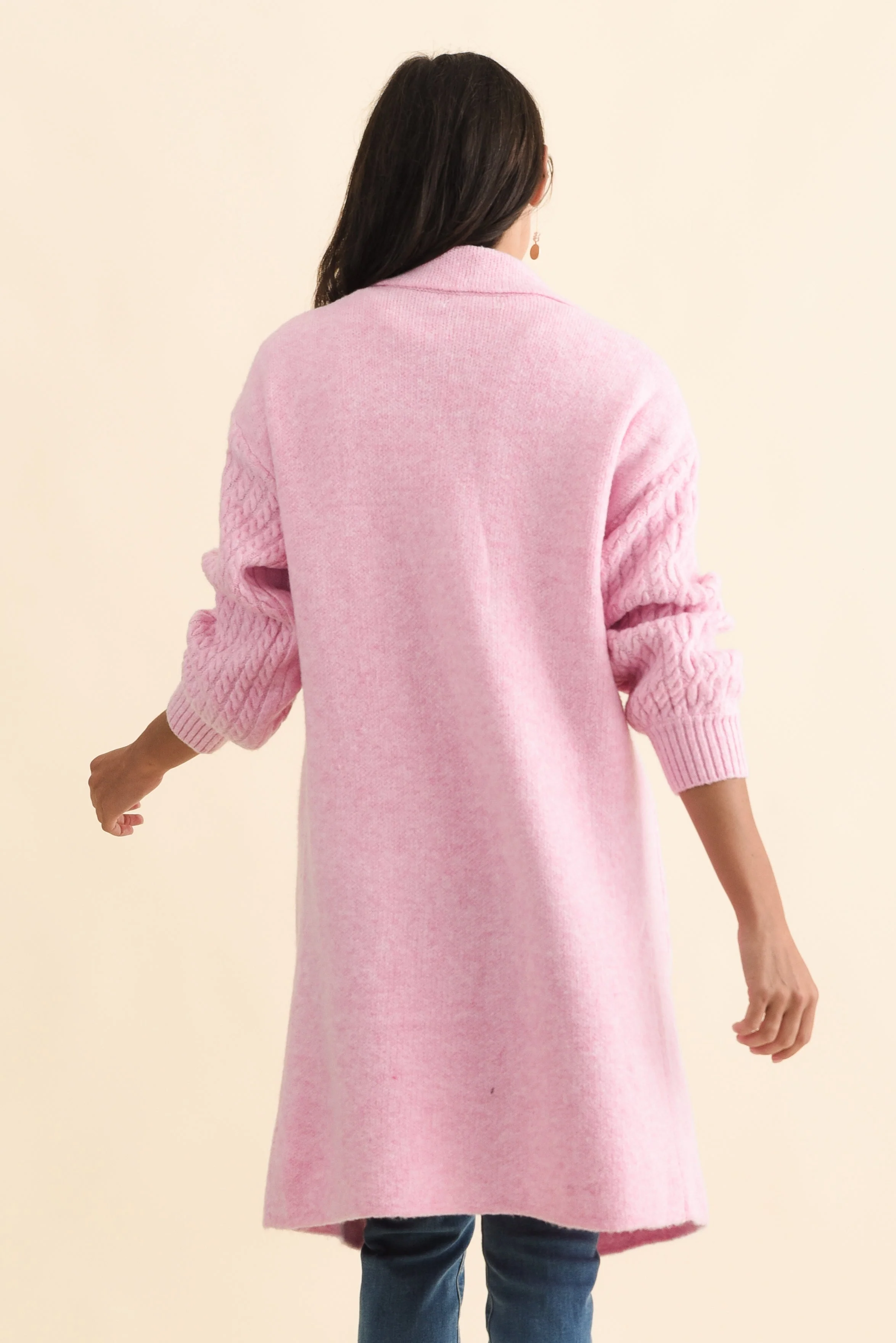 Kayleigh Pink Knit Coatigan - Image 5