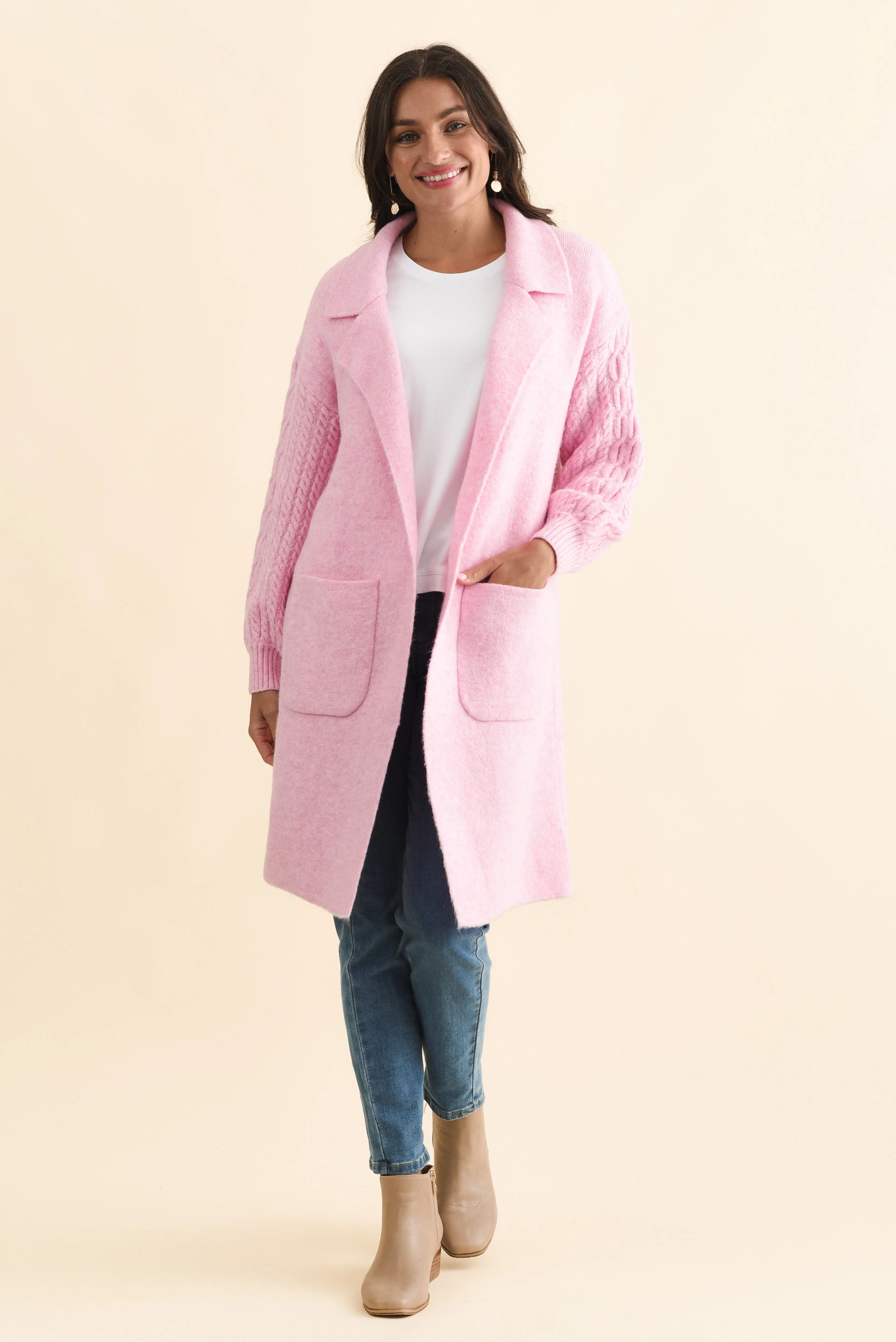 Kayleigh Pink Knit Coatigan - Image 7